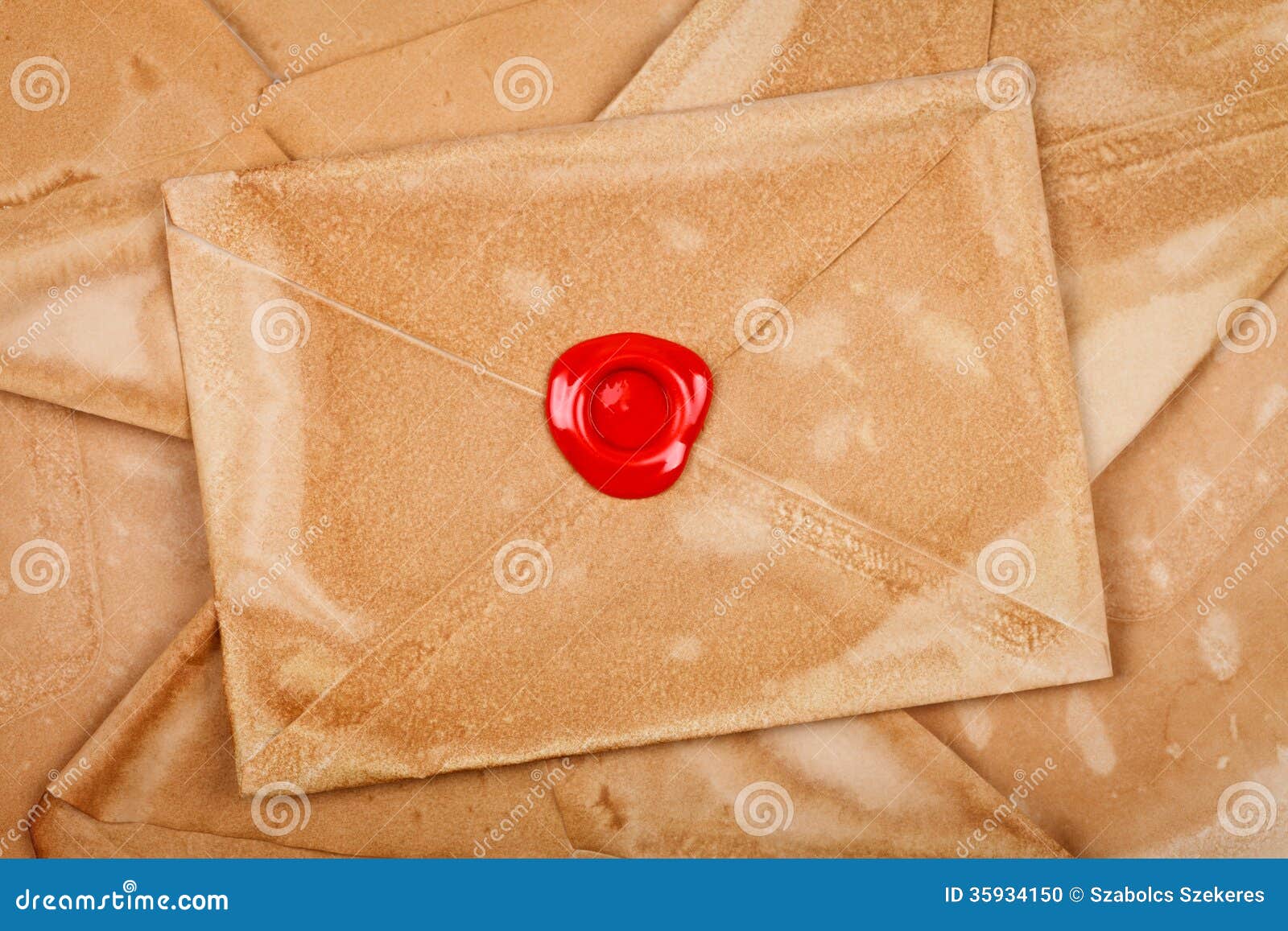 Envelope with sealing wax stock photo. Image of sepia 35934150