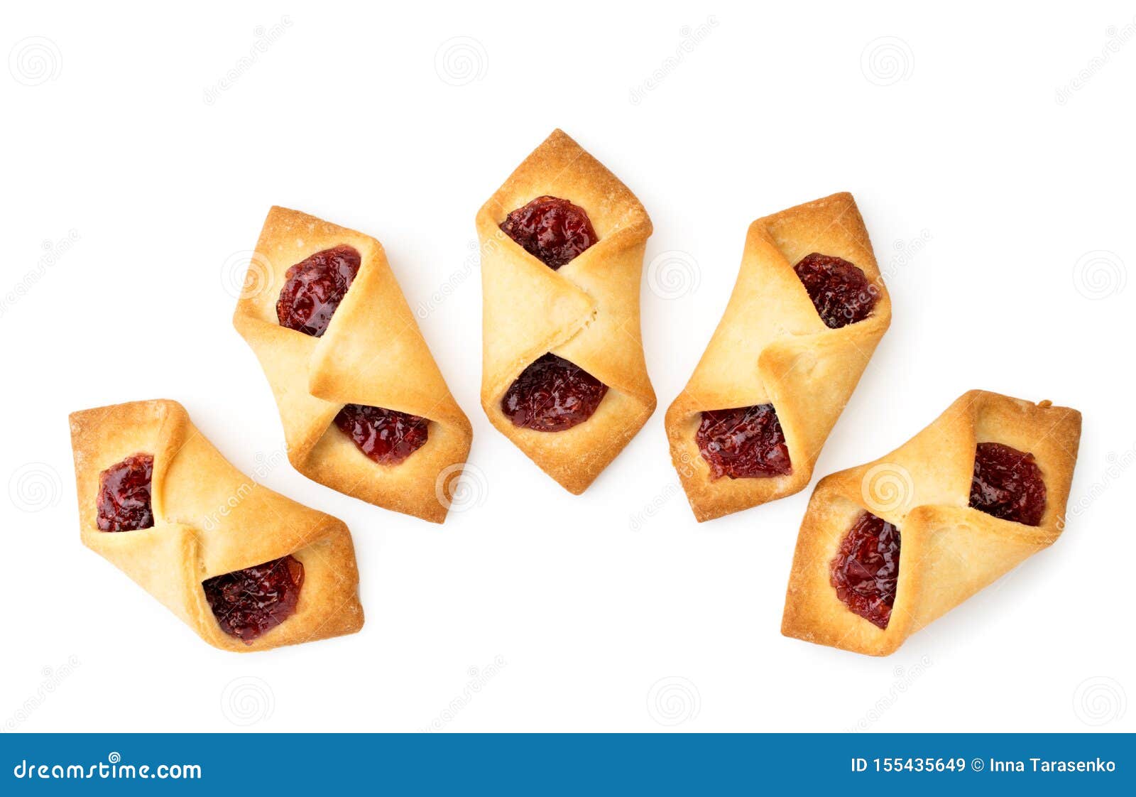 Envelopes Cookies with Jam on a White. the View of the Top. Stock Image