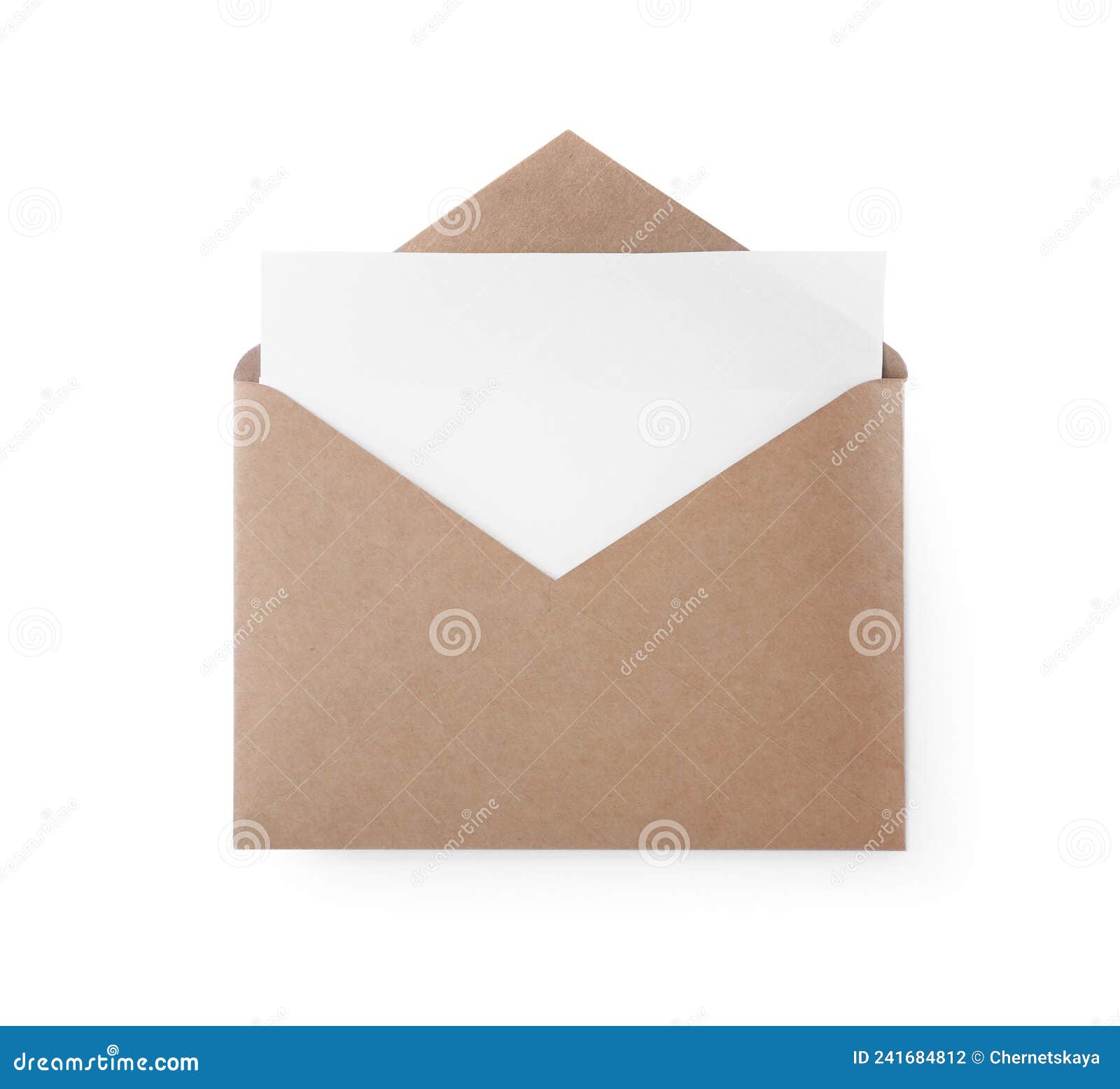 Enveloppe Papier Kraft Avec Carte Blanche Isolée En Blanc Photo stock -  Image du information, fond: 241684812