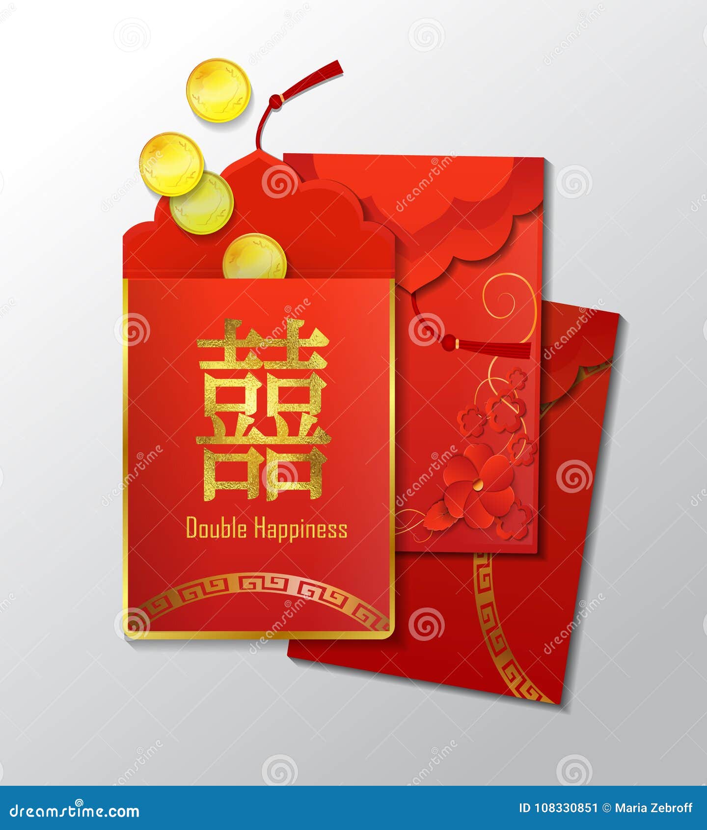 Enveloppe rouge chinoise illustration de vecteur. Illustration du  décoration - 108330851