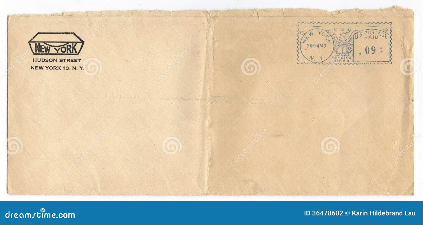 Enveloppe Timbrée Par Vintage Photo stock - Image du sale, plié: 36478602