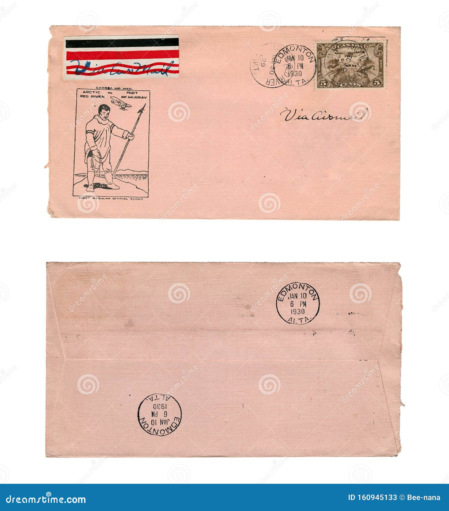 Enveloppe Vintage Canadian Air Mail Avant Et Arrière De 1930 Photo stock  éditorial - Image du grunge, canada: 160945133