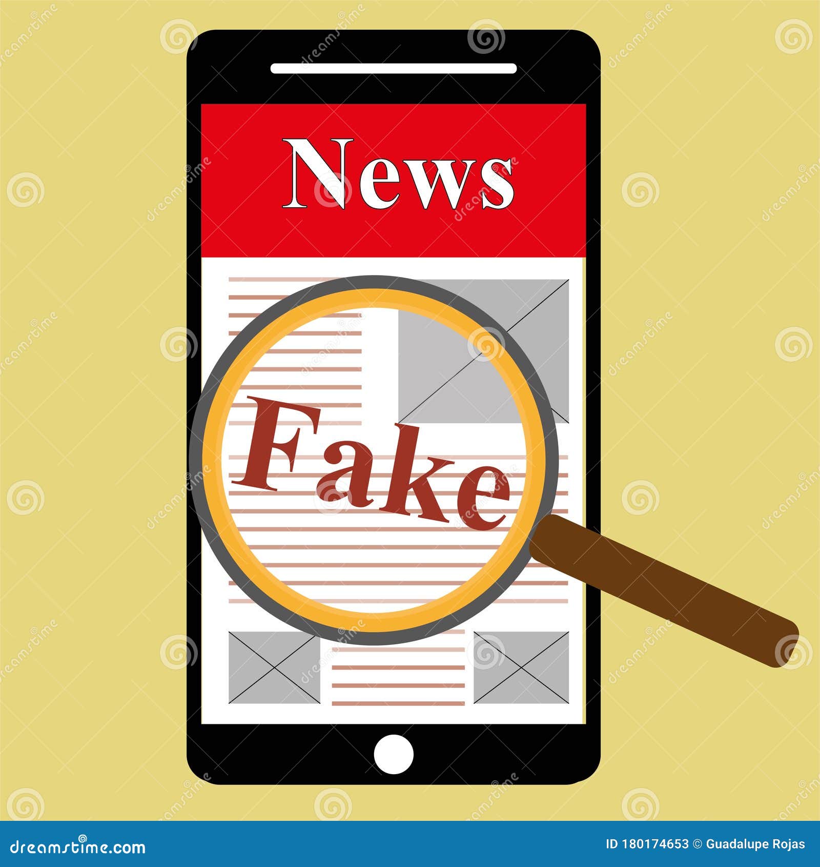 Image of a Cell Phone that Talks about Fake News Stock Illustration ...