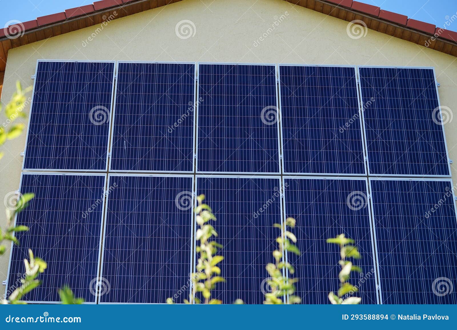 Solar Panels Hang on the Outside Wall of the House. Berlin, Germany