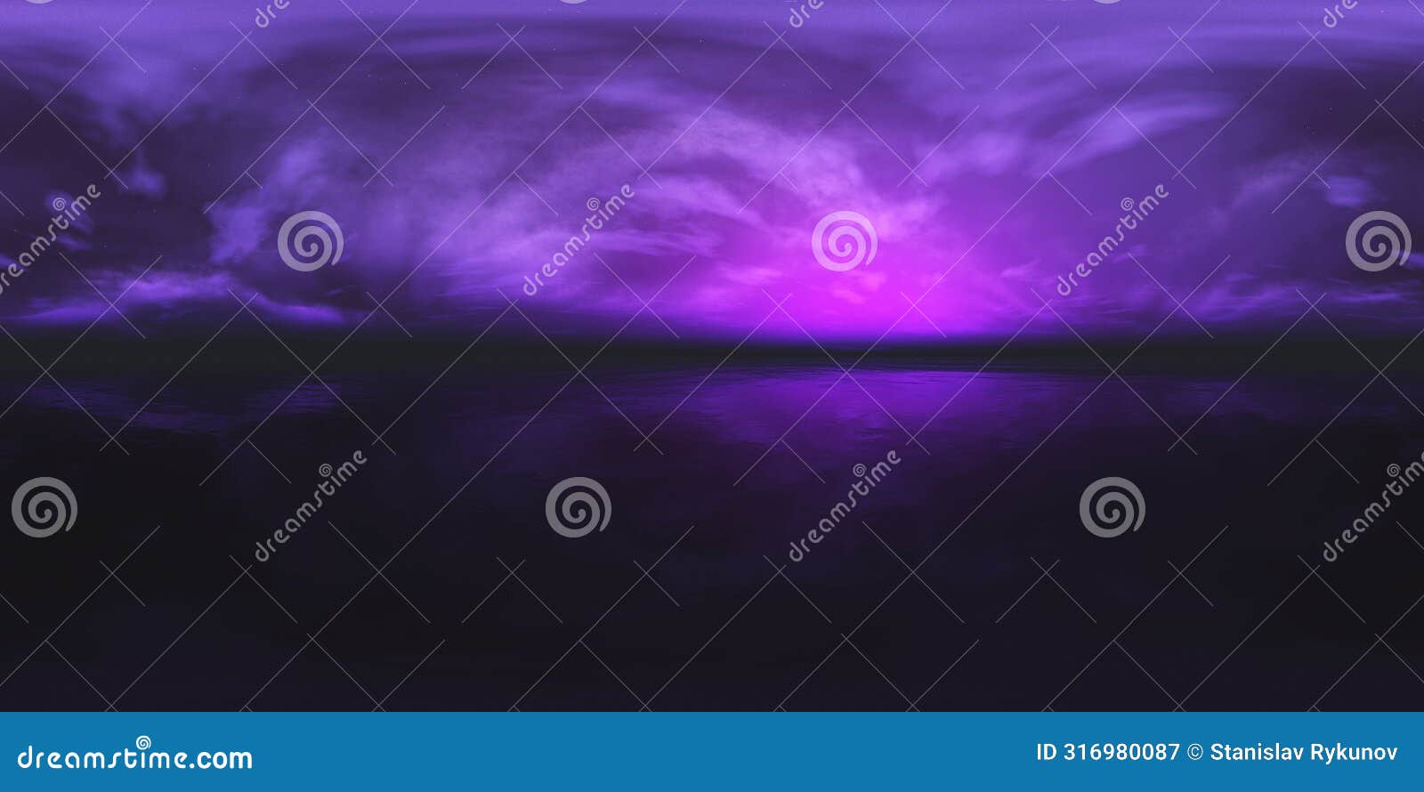 environment map, round panorama, spherical panorama, equidistant projection, sea sunset