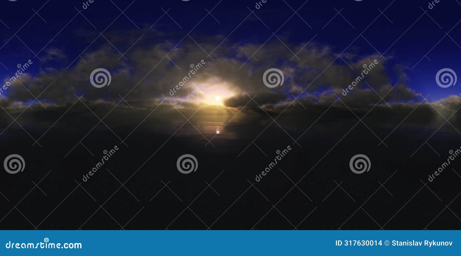 environment map, round panorama, spherical panorama, equidistant projection, sea sunset