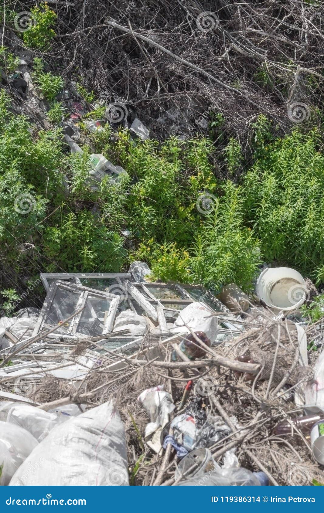 environment pollution ,abandoned garbage in the ravine