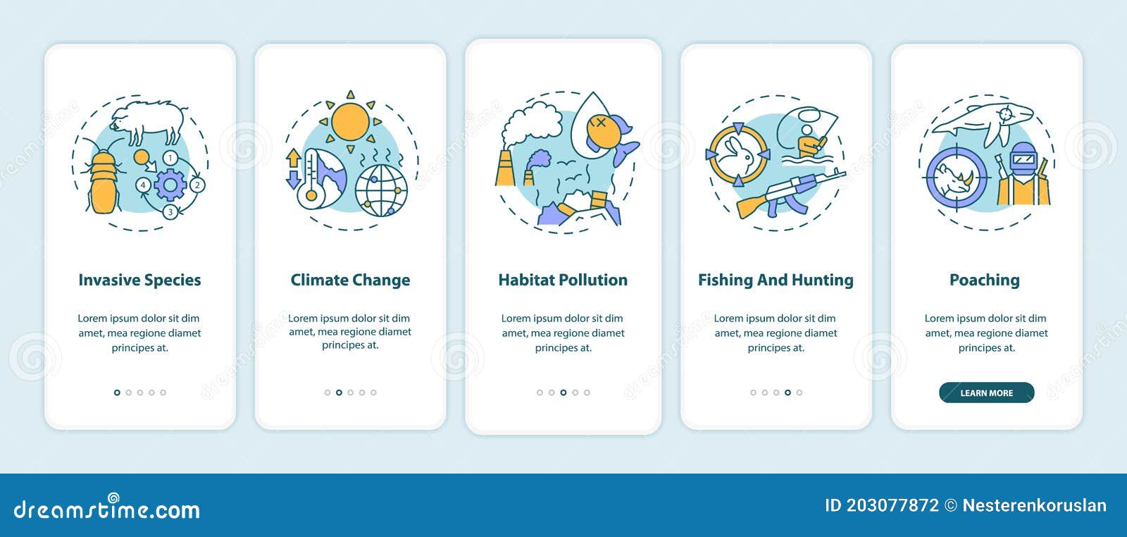 environmental damage onboarding mobile app page screen with 
