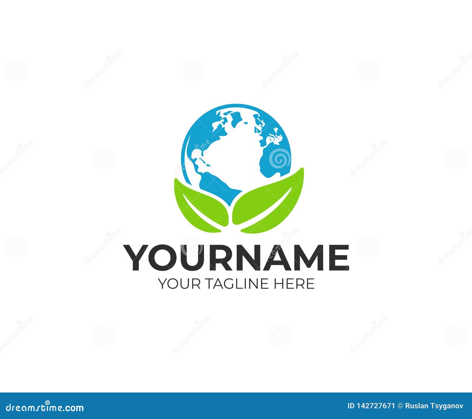 Environmental Protection, Planet Earth and Leaves, Logo Design. Nature