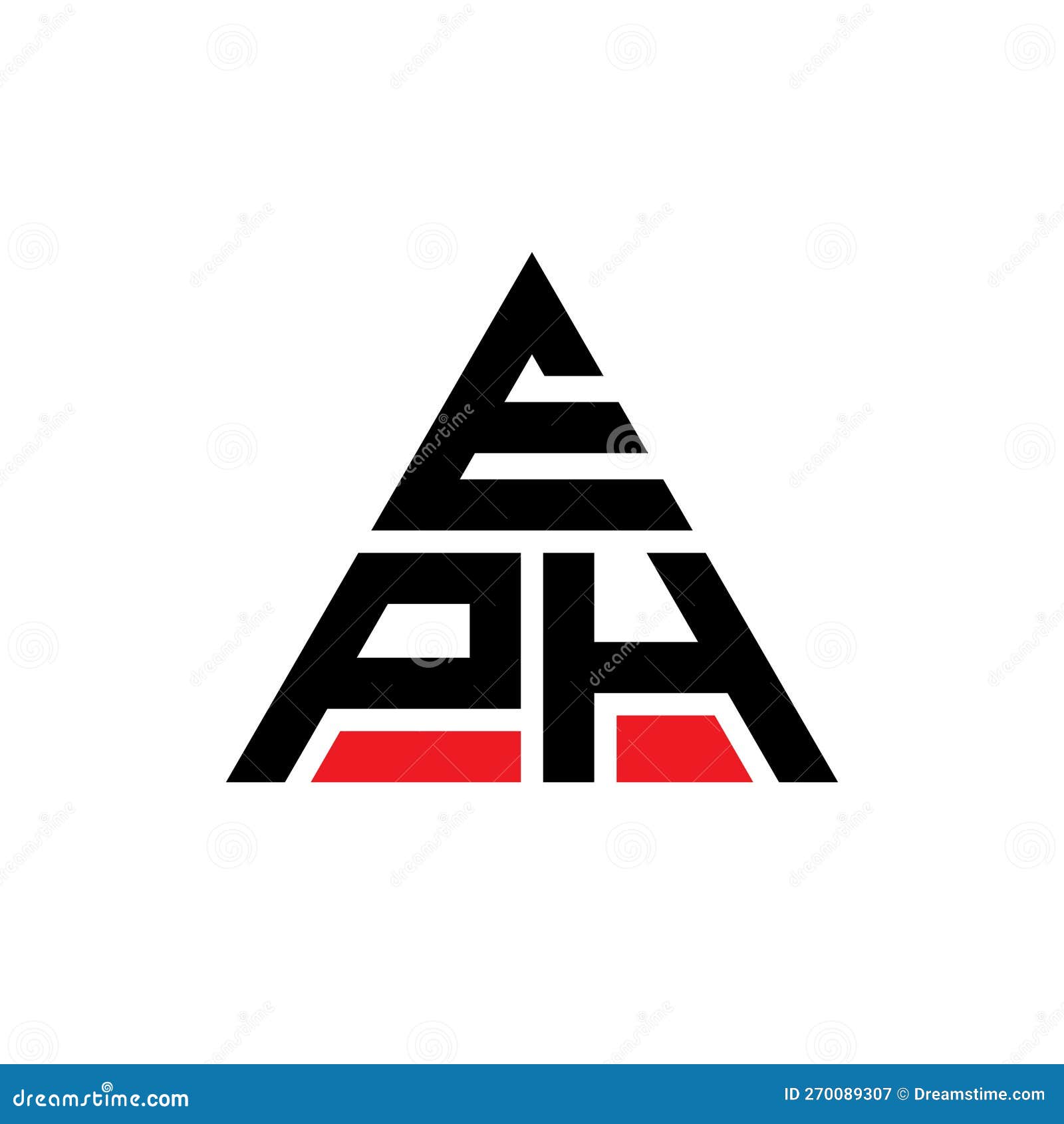eph triangle letter logo  with triangle . eph triangle logo  monogram. eph triangle  logo template with red