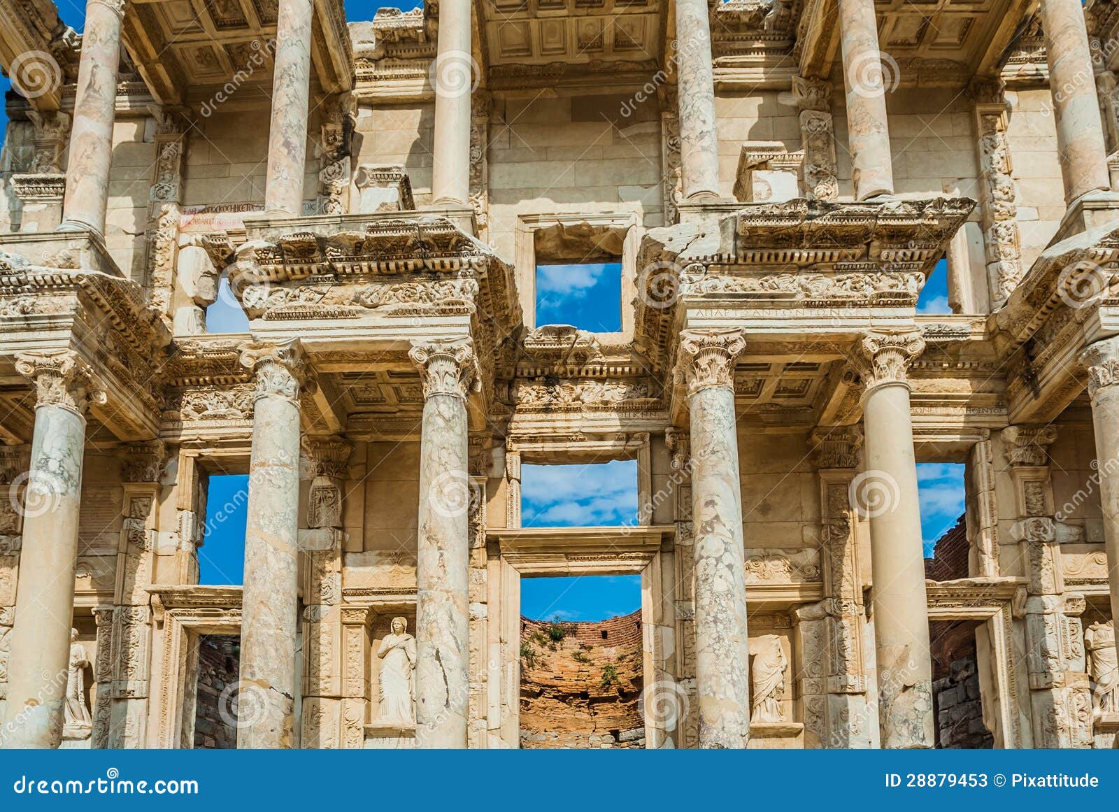 Ephesus ruins Turkey. Ephesus ancient greek ruins in Anatolia Turkey