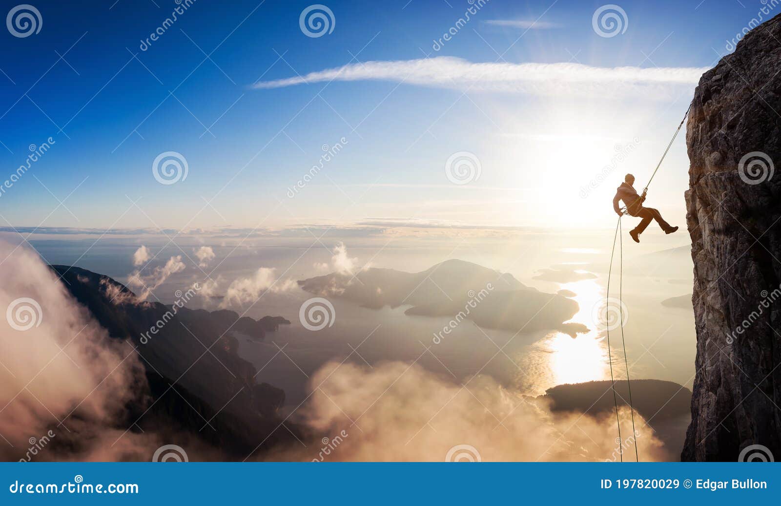 epic adventurous extreme sport composite of rock climbing