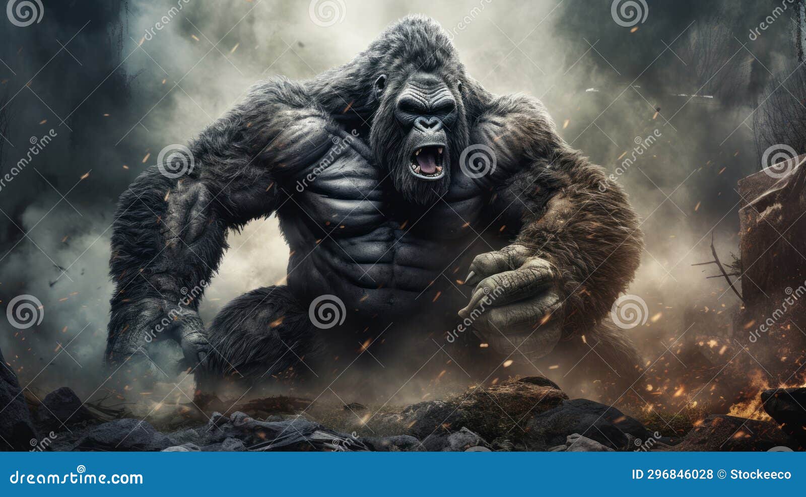 Epic Battle: Giant Gorilla Vs. Hulu Desktop Wallpaper Stock ...