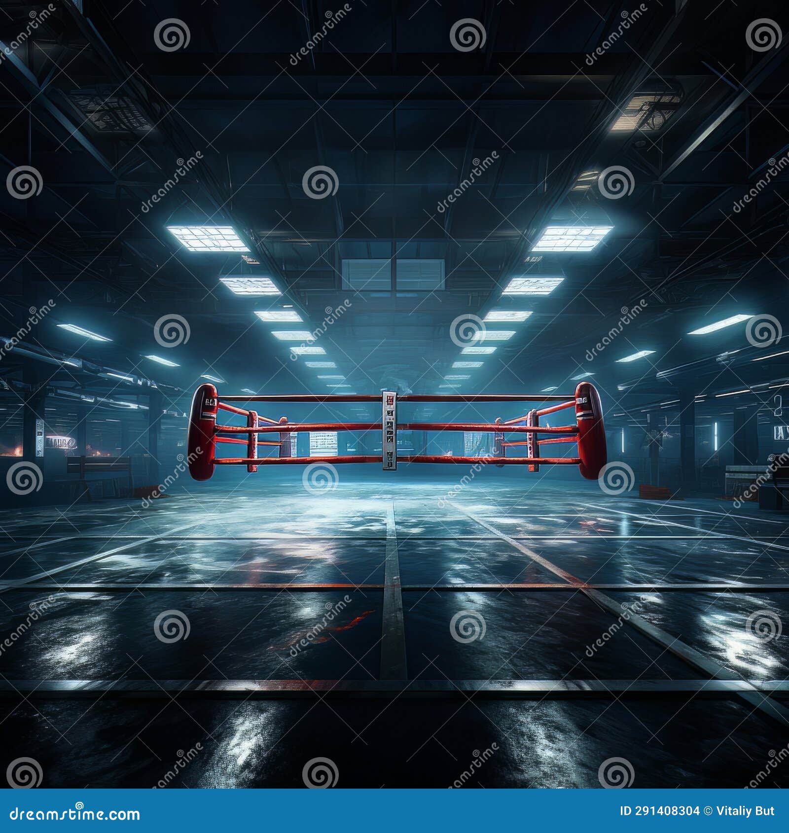 Epic Empty Boxing Ring in the Spotlight on the Fight Night AI Stock