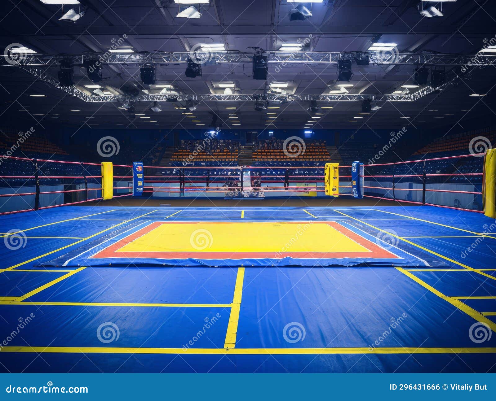 Epic Empty Boxing Ring in the Spotlight on the Fight Night AI Stock