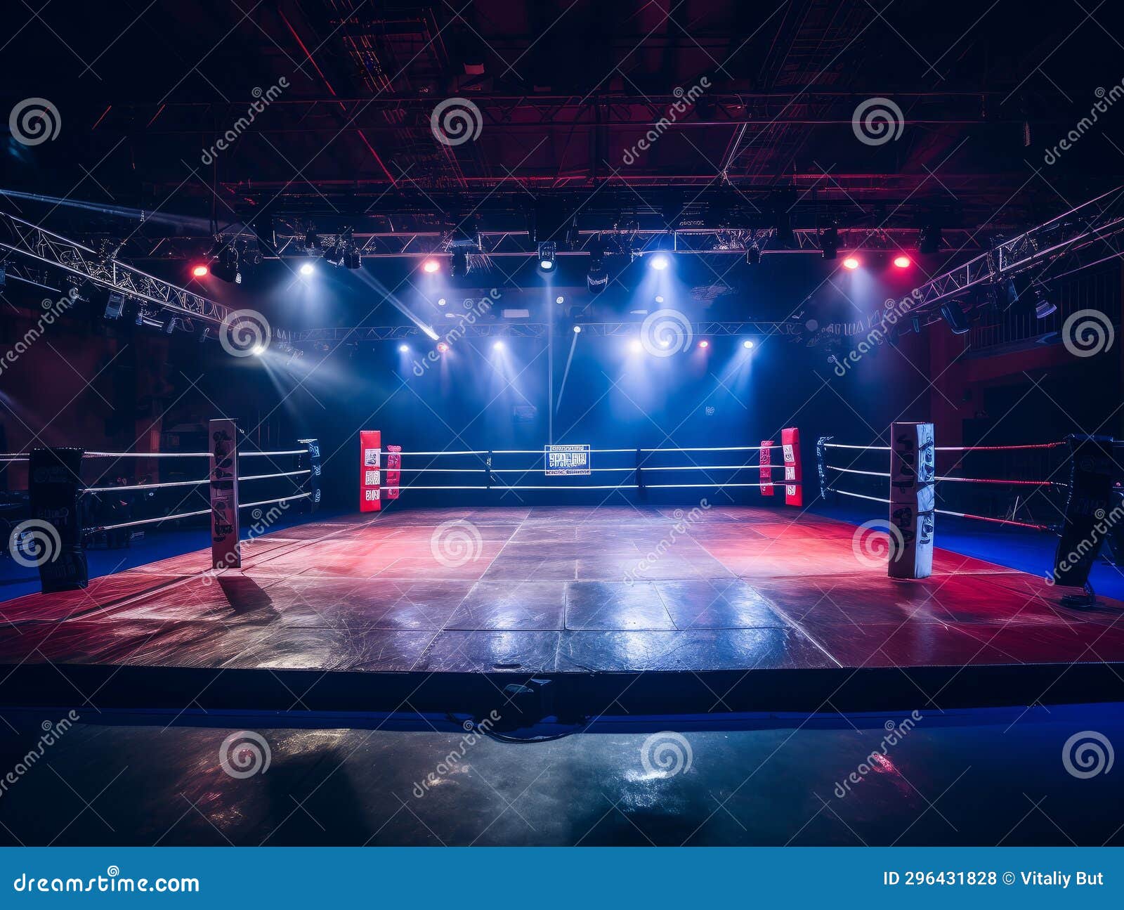 Epic Empty Boxing Ring in the Spotlight on the Fight Night AI Stock