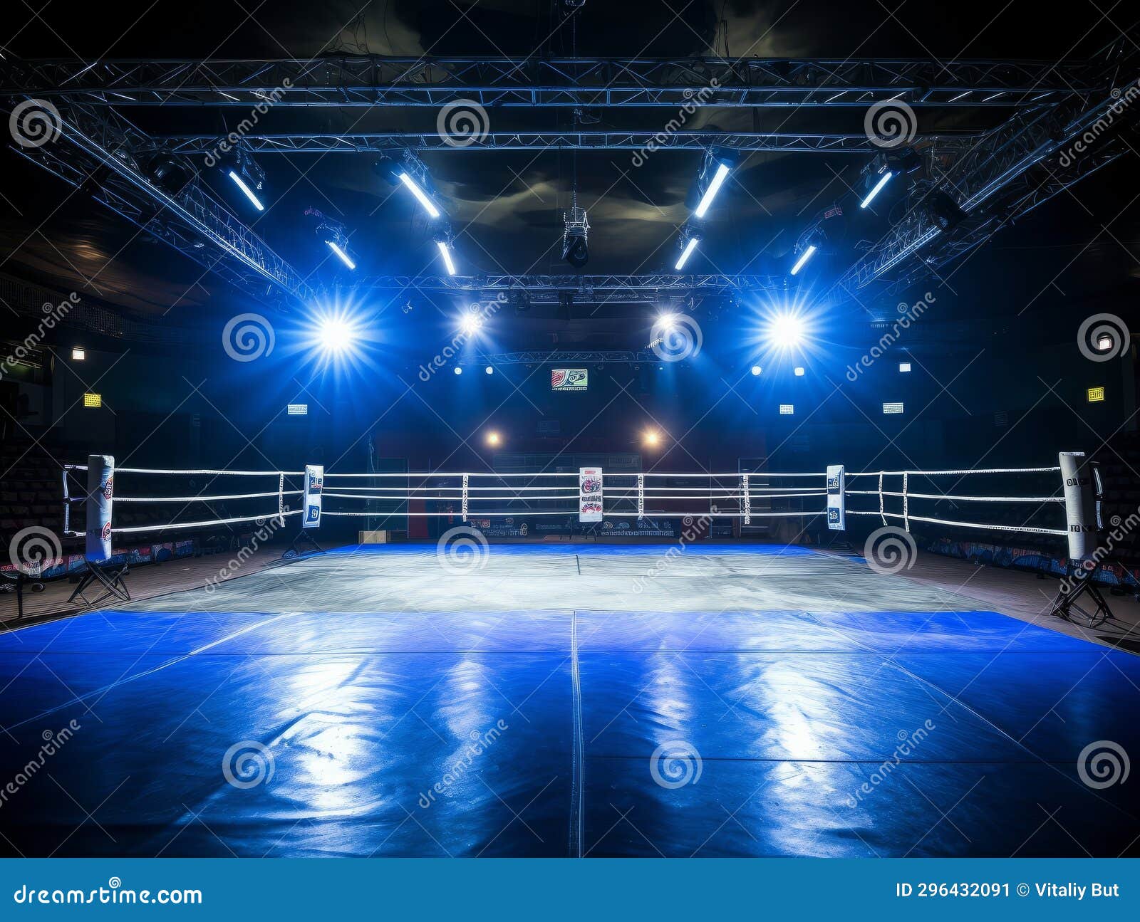 Epic Empty Boxing Ring in the Spotlight on the Fight Night AI Stock