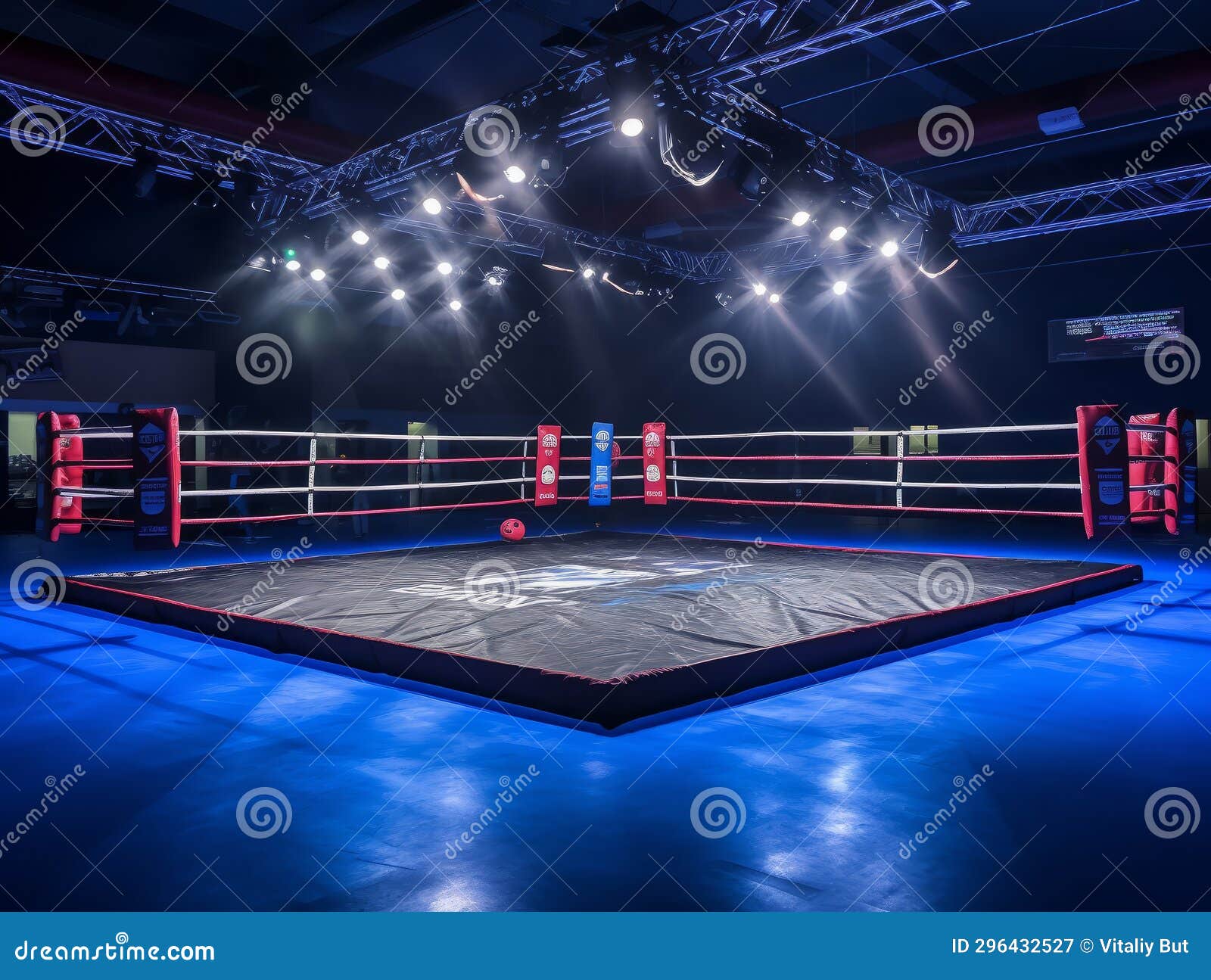 Epic Empty Boxing Ring in the Spotlight on the Fight Night AI Stock