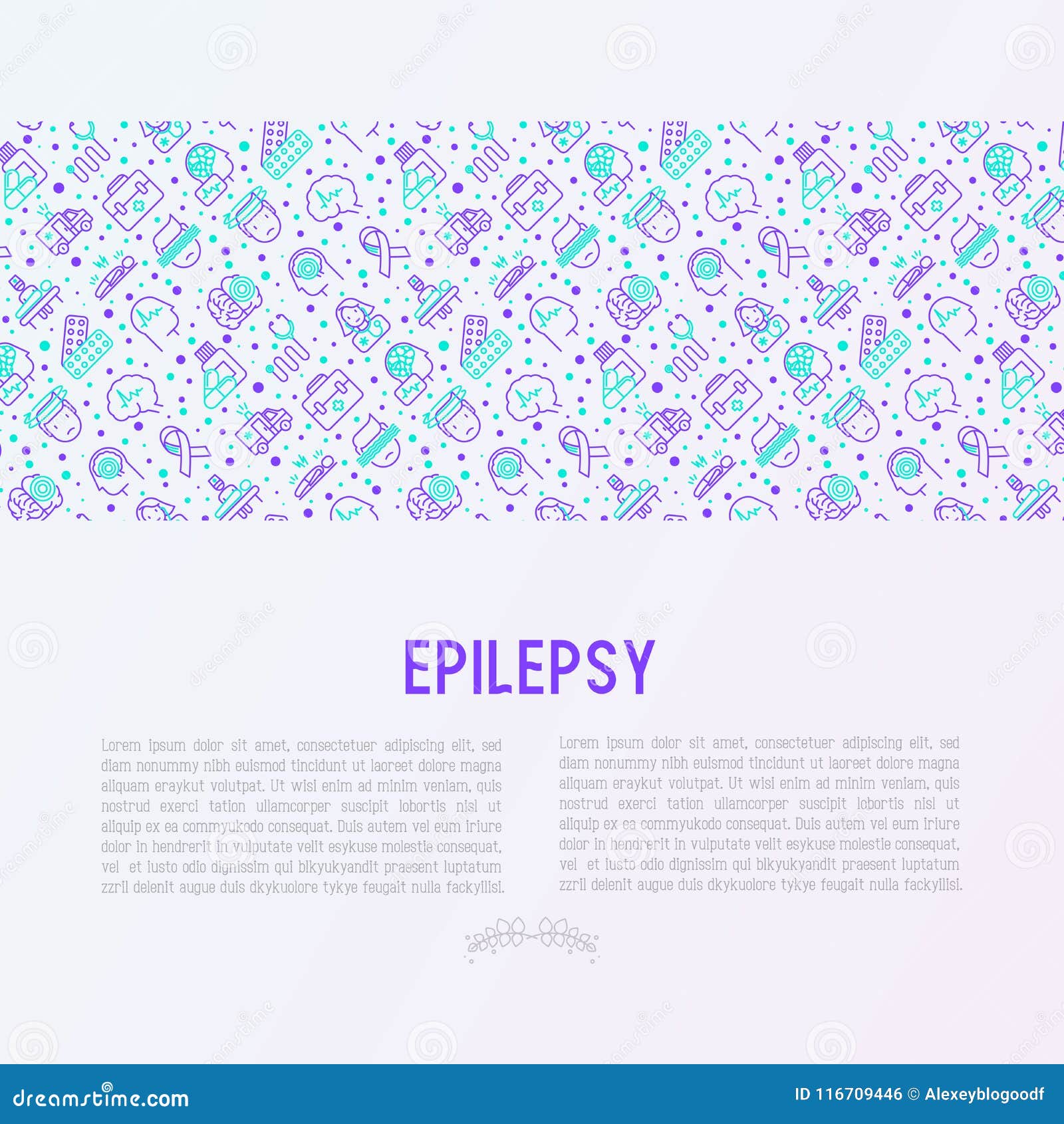 epilepsy concept with thin line icons