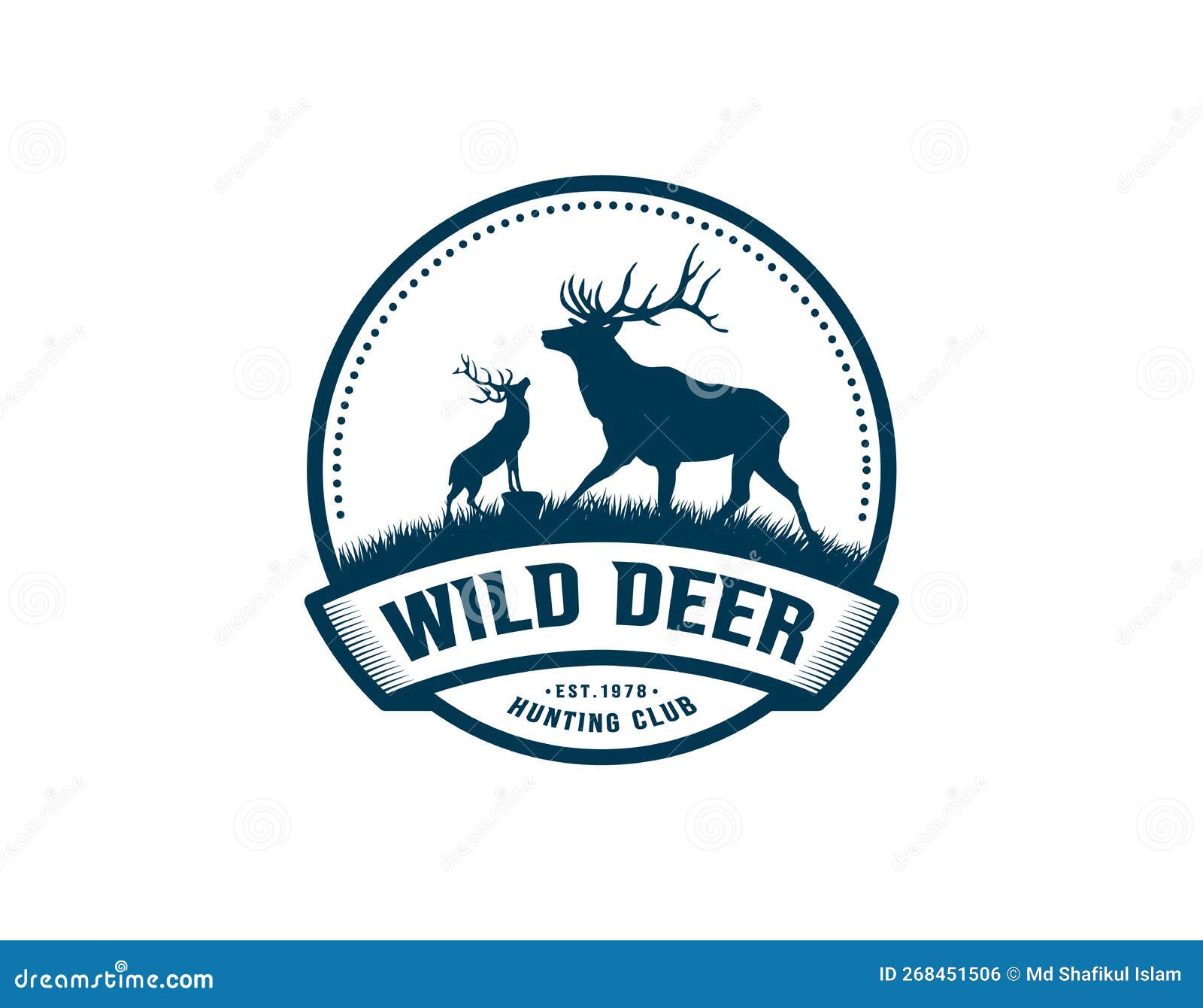 Hunting Wild Deer Logo or Icon Sign Symbol Vector Stock Illustration