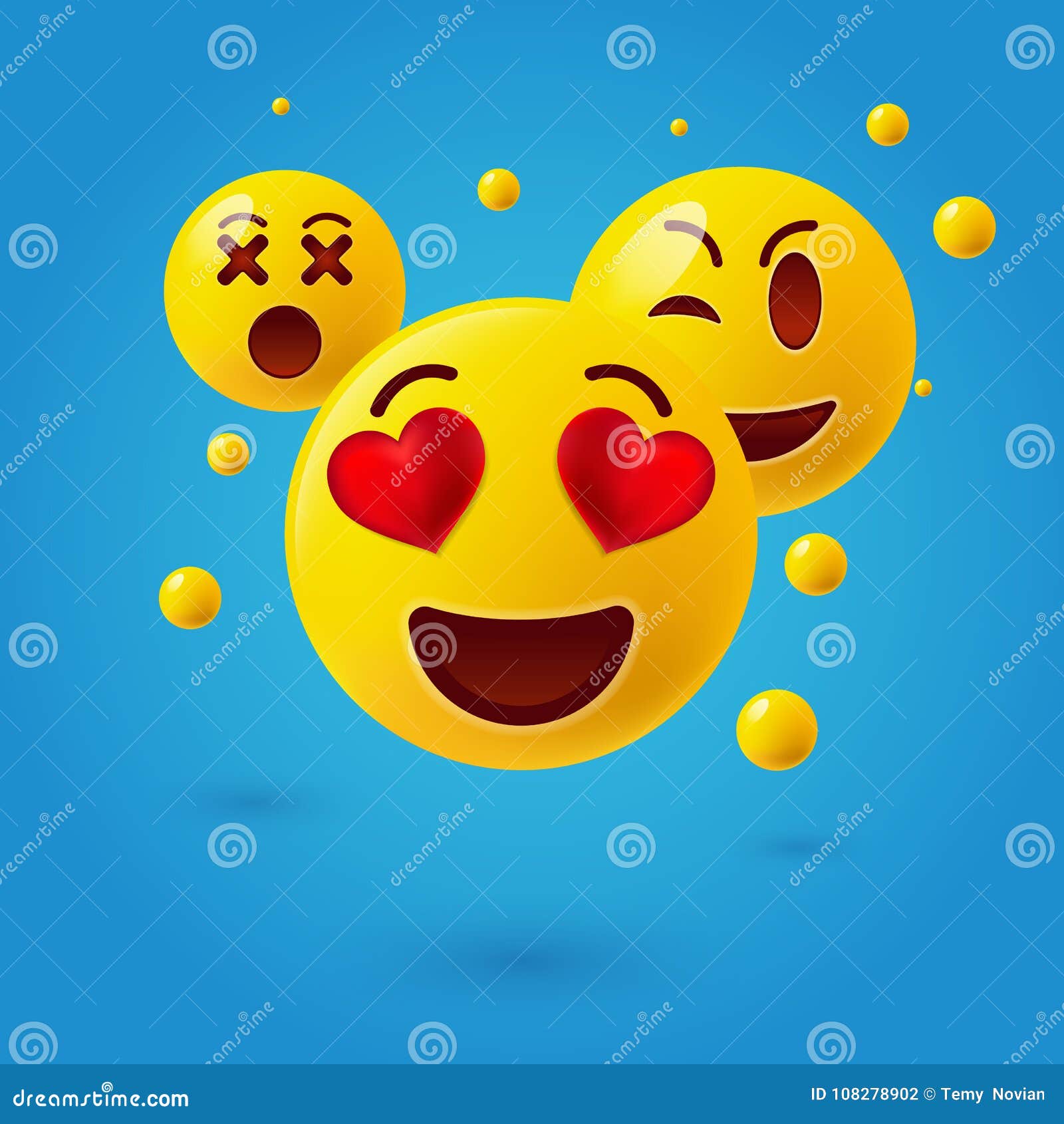 Smiley Face Icons Or Yellow Emoticons With Emotional Funny Faces In Glossy 3d Realistic Stock Illustration Illustration Of Happy Design