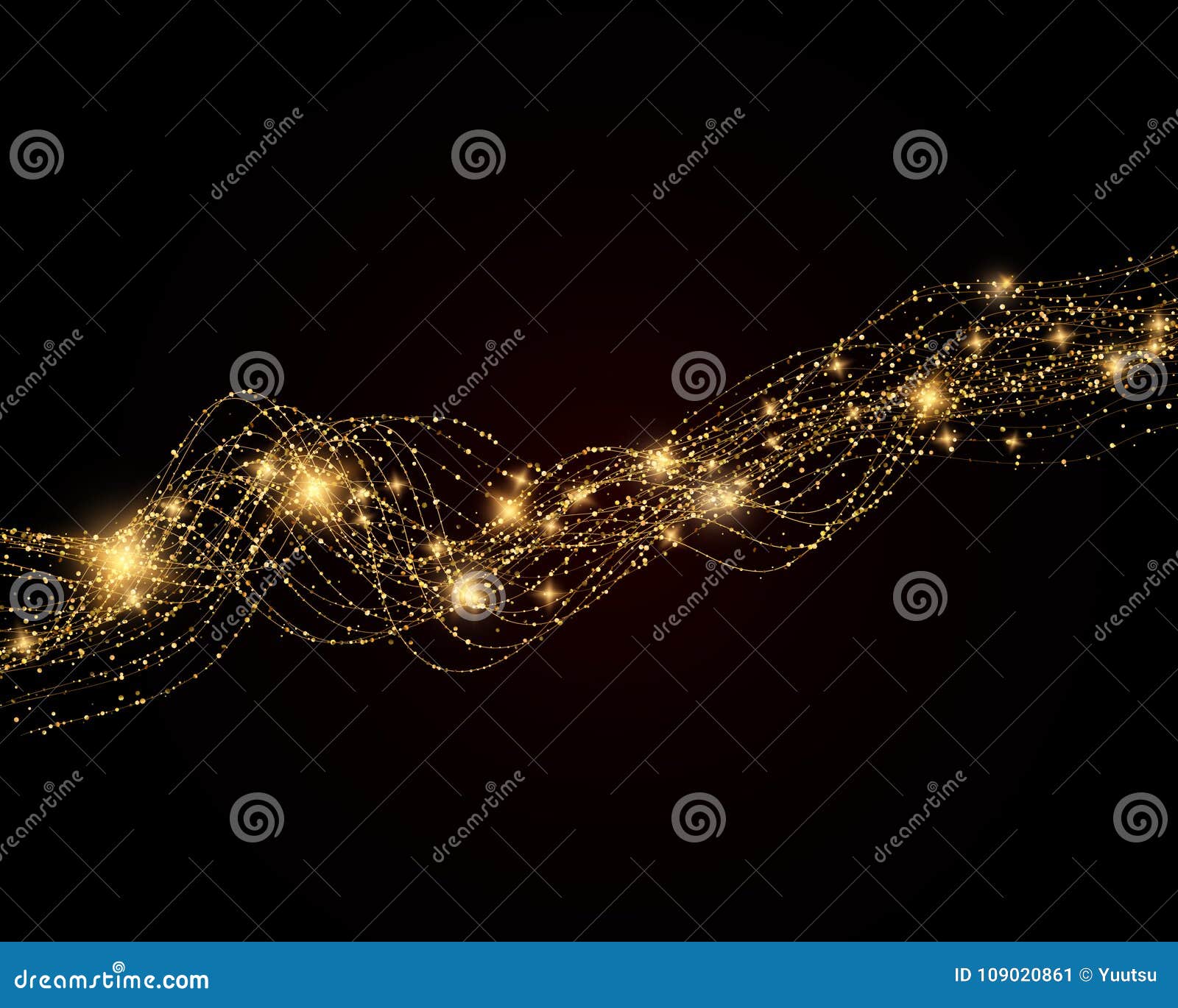 Vector Abstract Yellow Shiny Sparkling Golden Wavy Lines Stock Vector ...