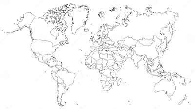 Vector EPS Political World Map Outline on White Background Stock Vector ...