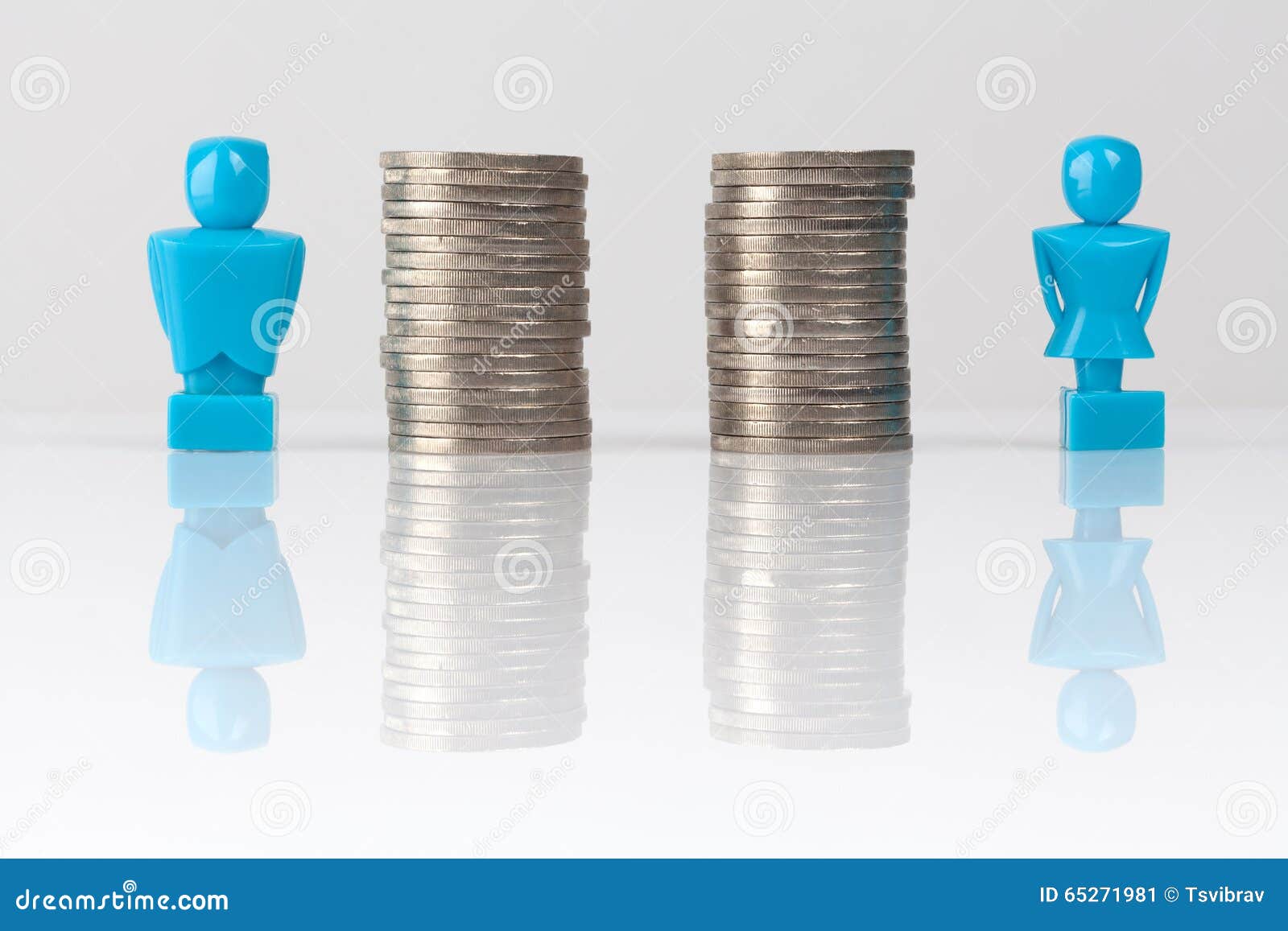 equal pay concept shown with figurines and coins