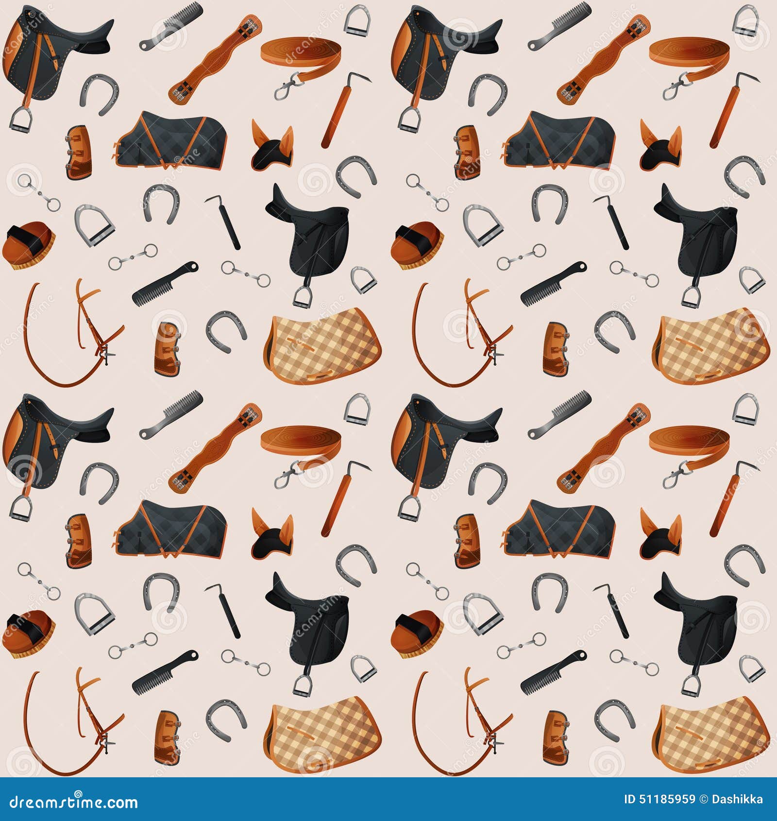 Equestrian Equipment Seamless Stock Vector Illustration of object