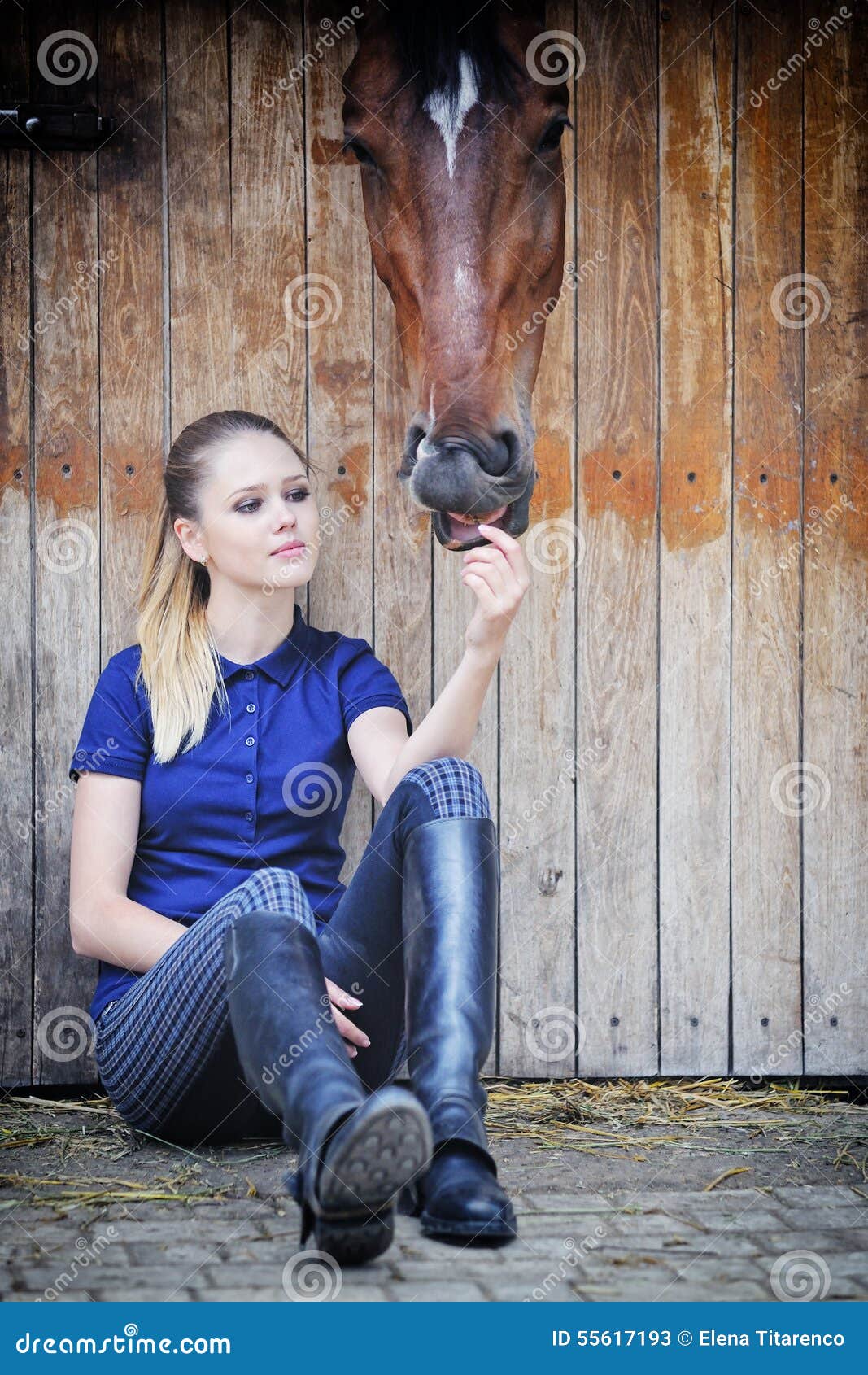 Equestrian Girl And Horse In Stable RoyaltyFree Stock Image