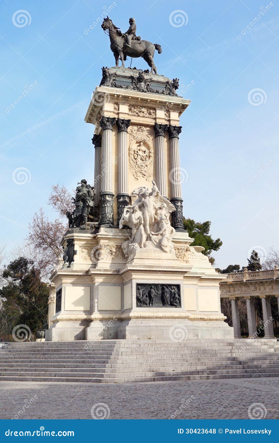 equestrian monument to alfonso xii in retiro park