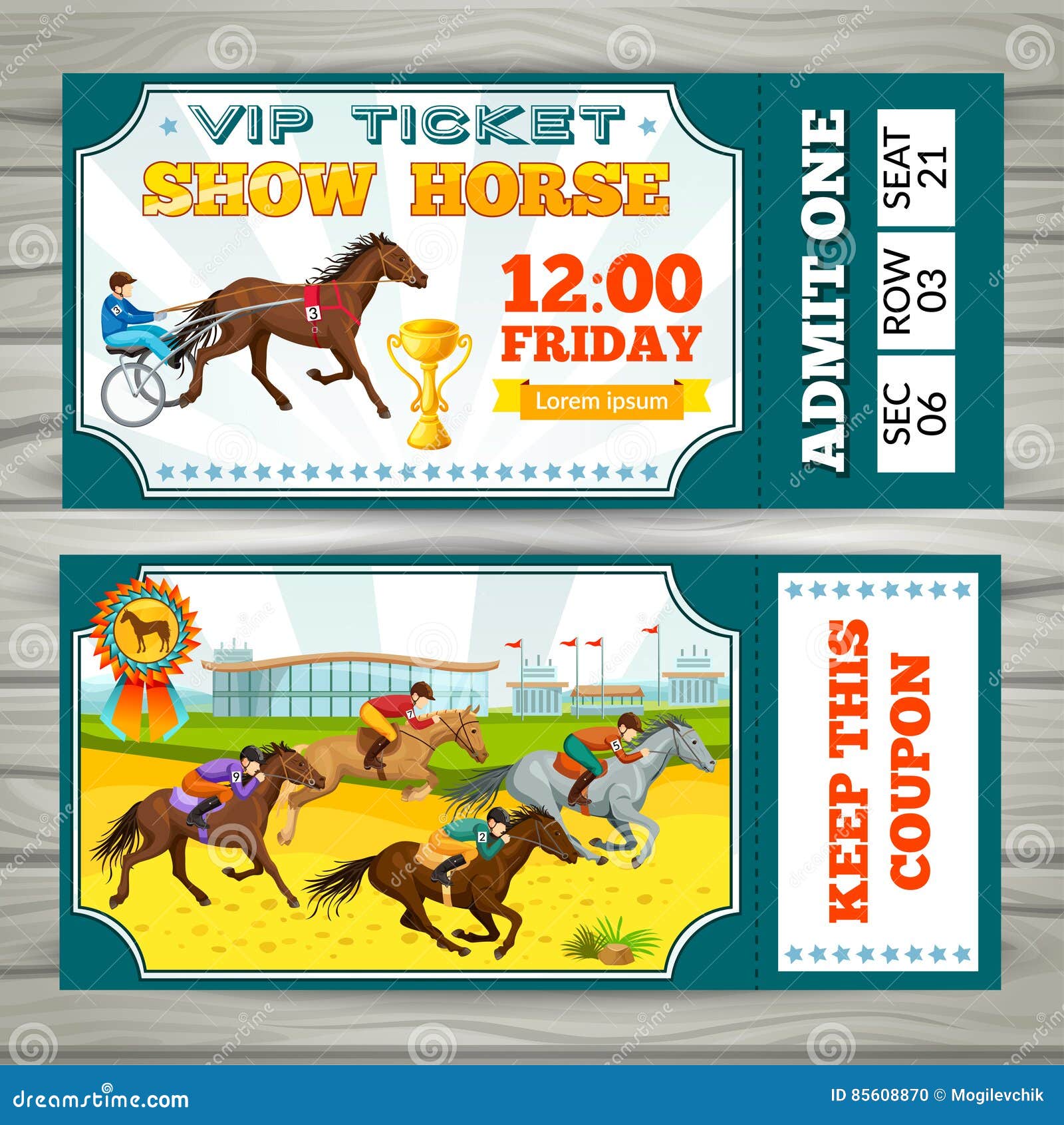 Equestrian Show Pass Tickets Stock Vector Illustration of cartoon