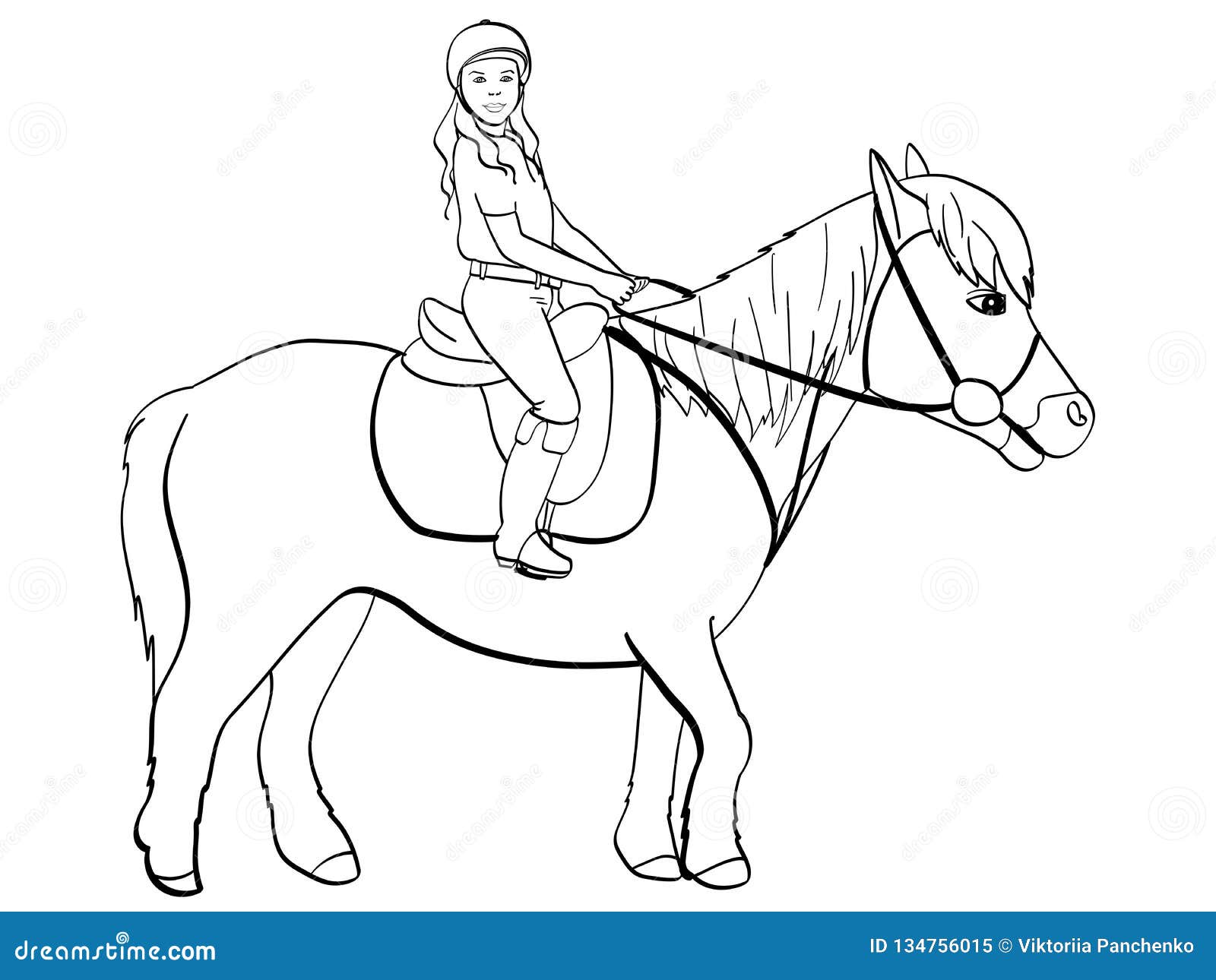 equestrian sport for children. raster illustratio.  object on white background. book coloring for children