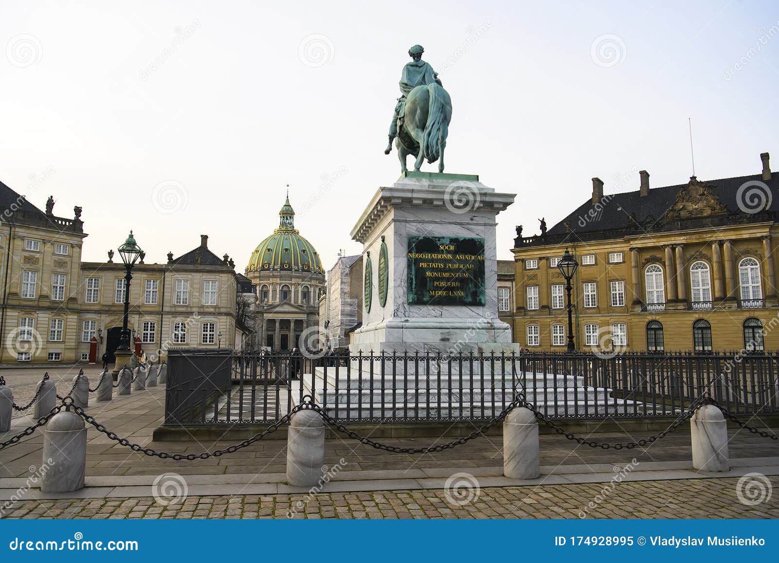 Equestrian Statue of King Frederik V on Amalienborg Slotsplads Palace ...