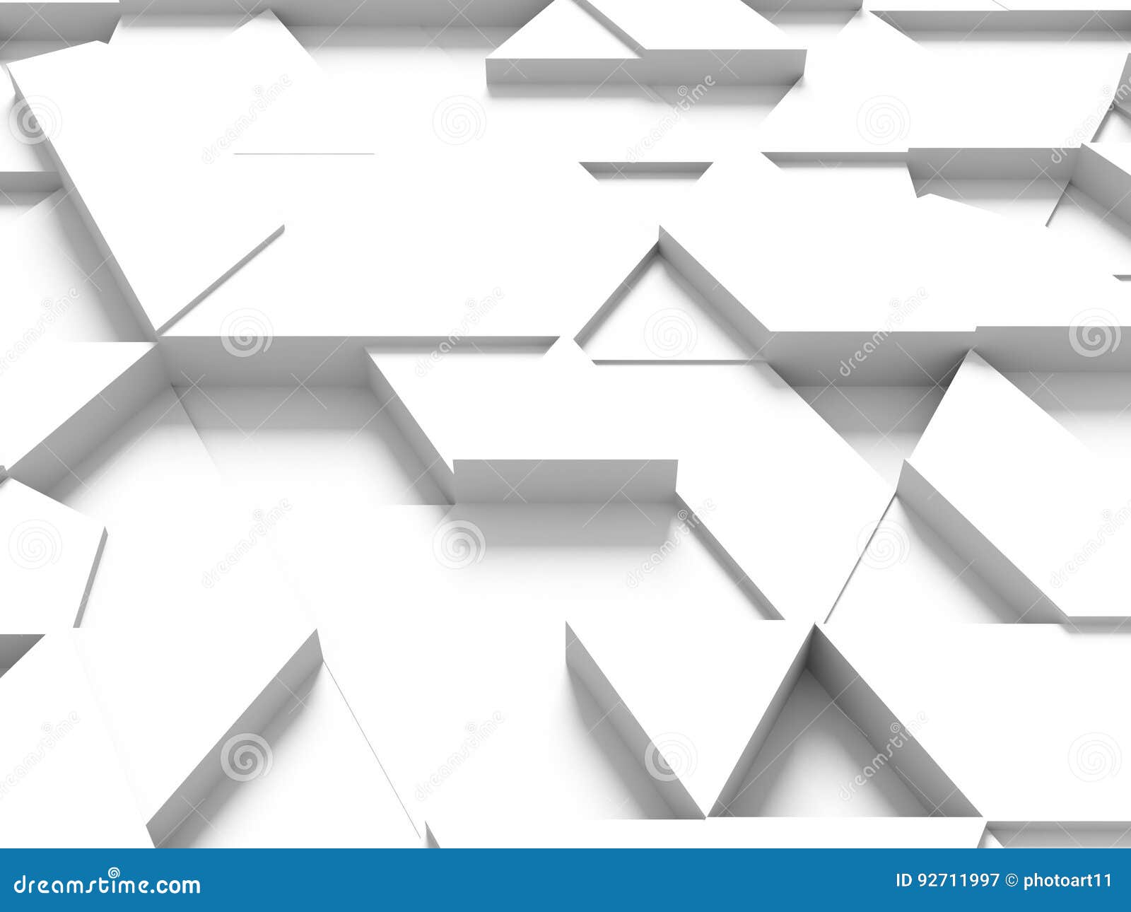 equilateral triangles - white abstract background with shadows