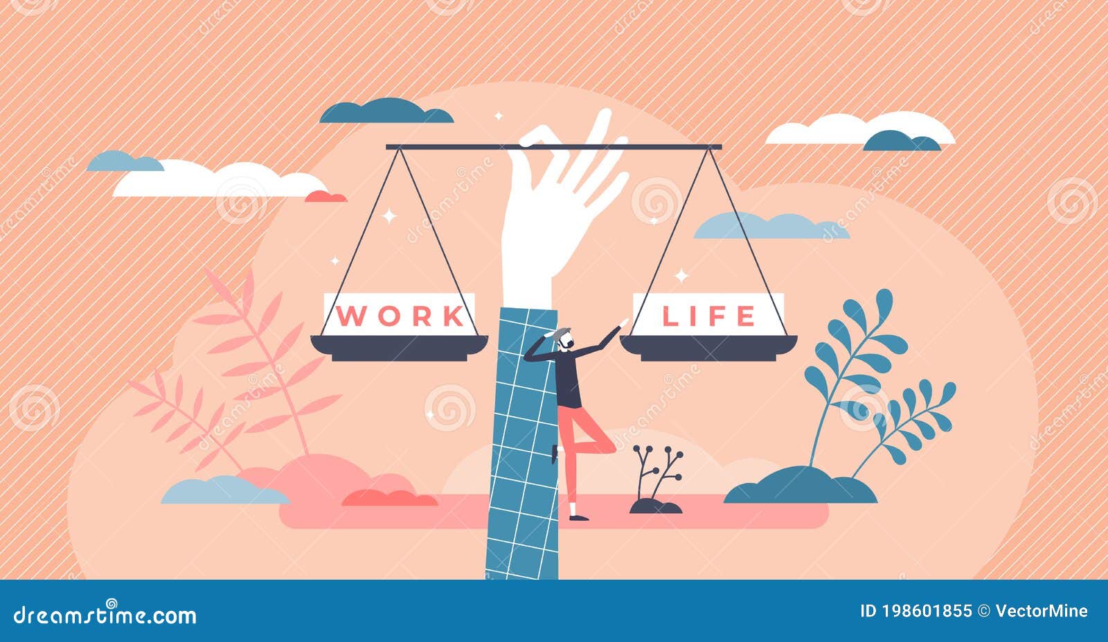 Equilibrio De Vida Laboral a Medida Que La Carrera O La Relación Familiar  Escalan El Concepto De Persona Pequeña Ilustración del Vector - Ilustración  de lifestyle, medida: 198601855