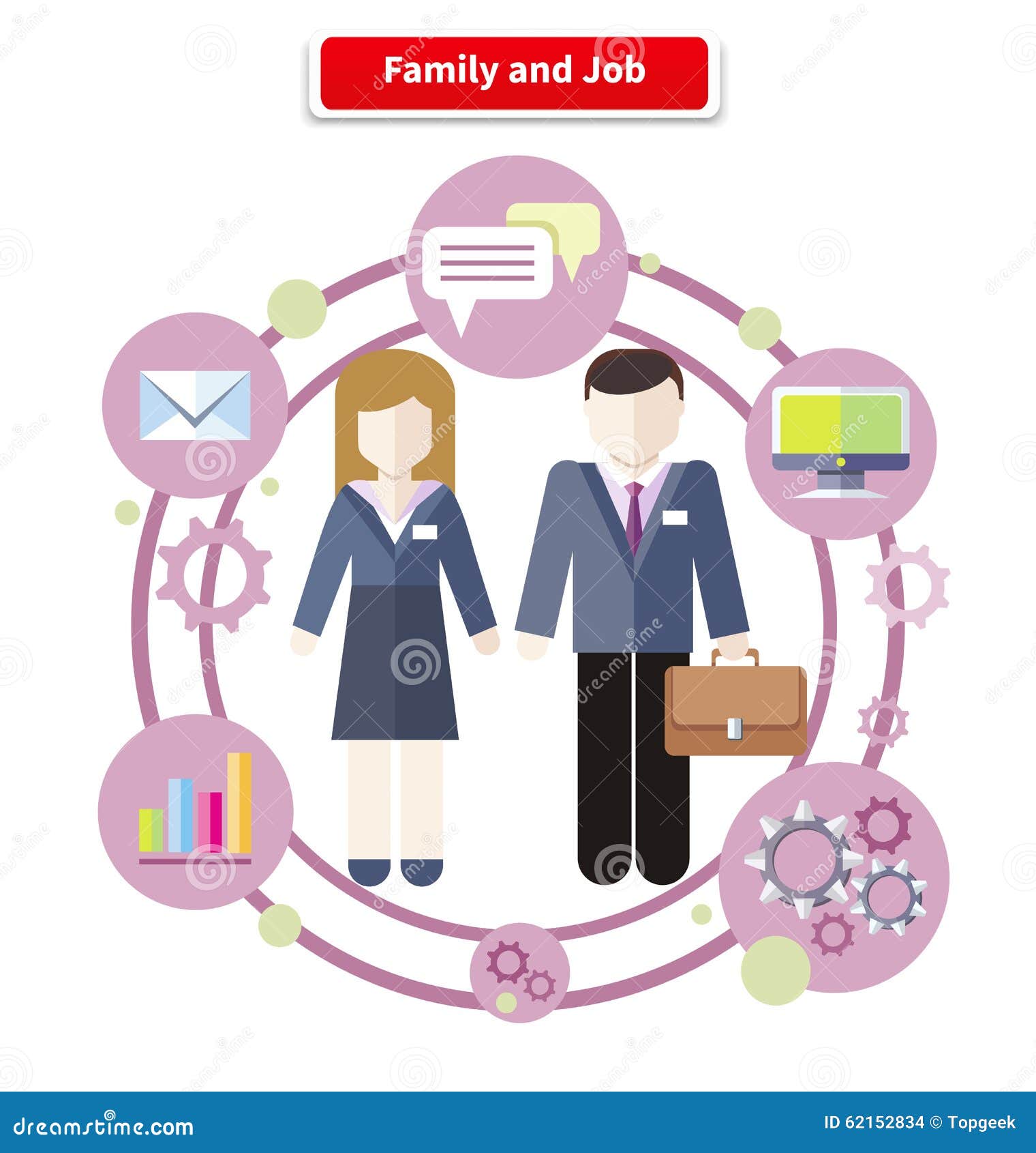 Equilibrio Entre El Trabajo Y La Vida Familiar Ilustración del Vector -  Ilustración de persona, feliz: 62152834