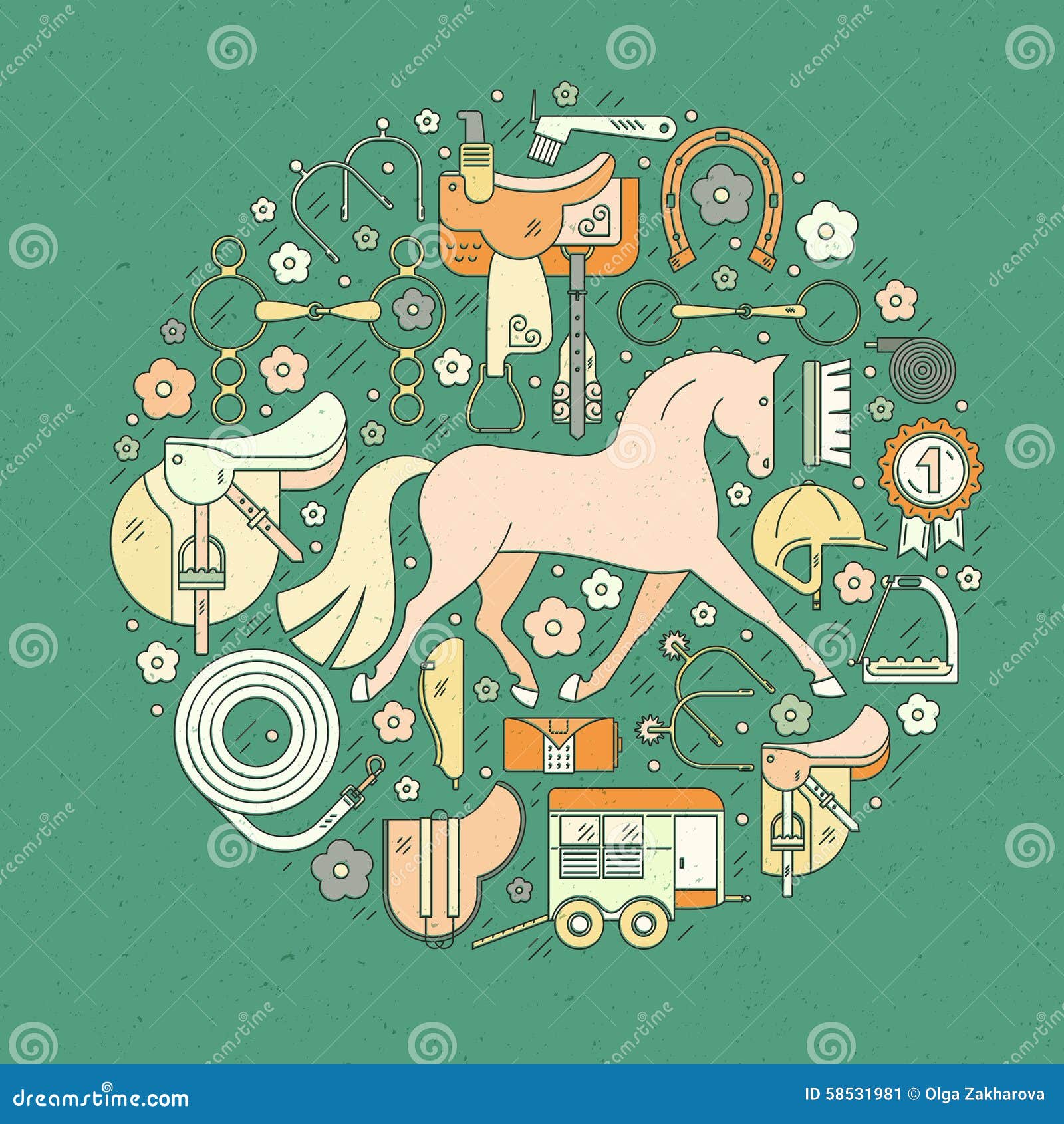 Equine Concept stock vector. Illustration of brush, collection - 58531981