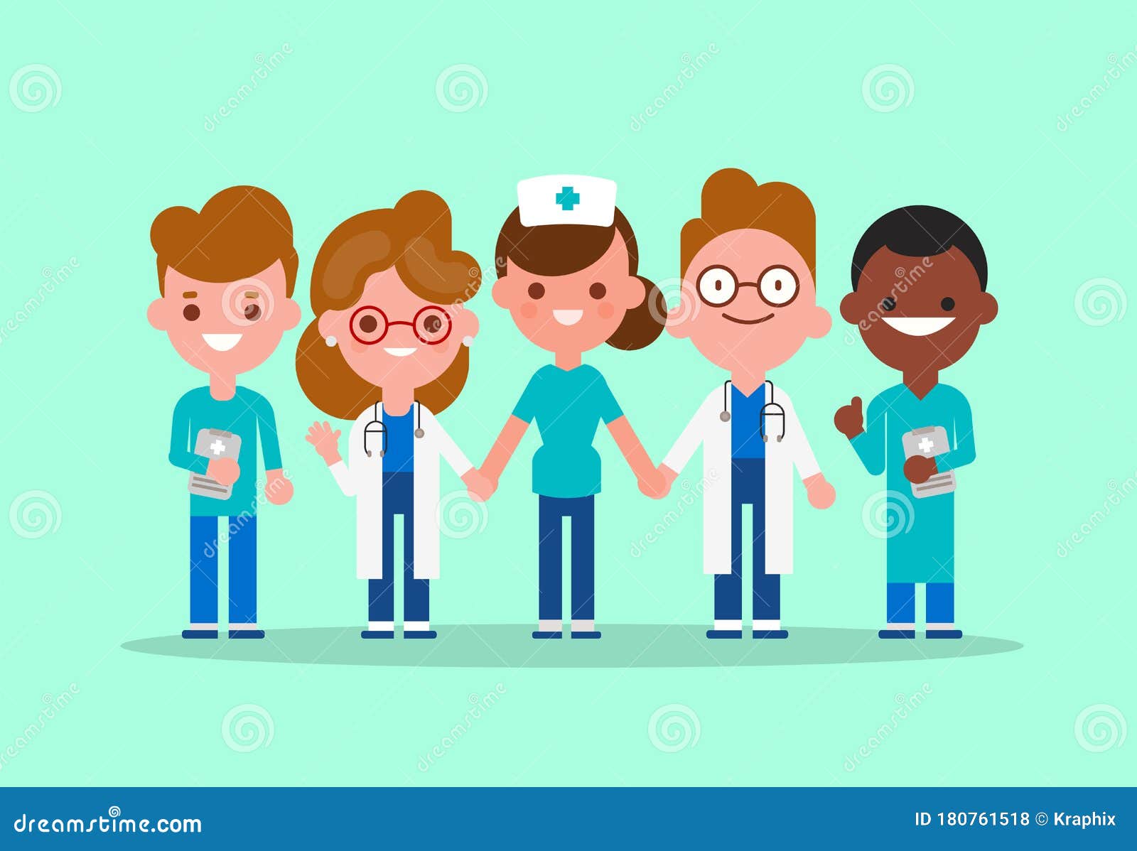 Conjunto de personagens de desenhos animados de médico. conceito de equipe  de equipe médica