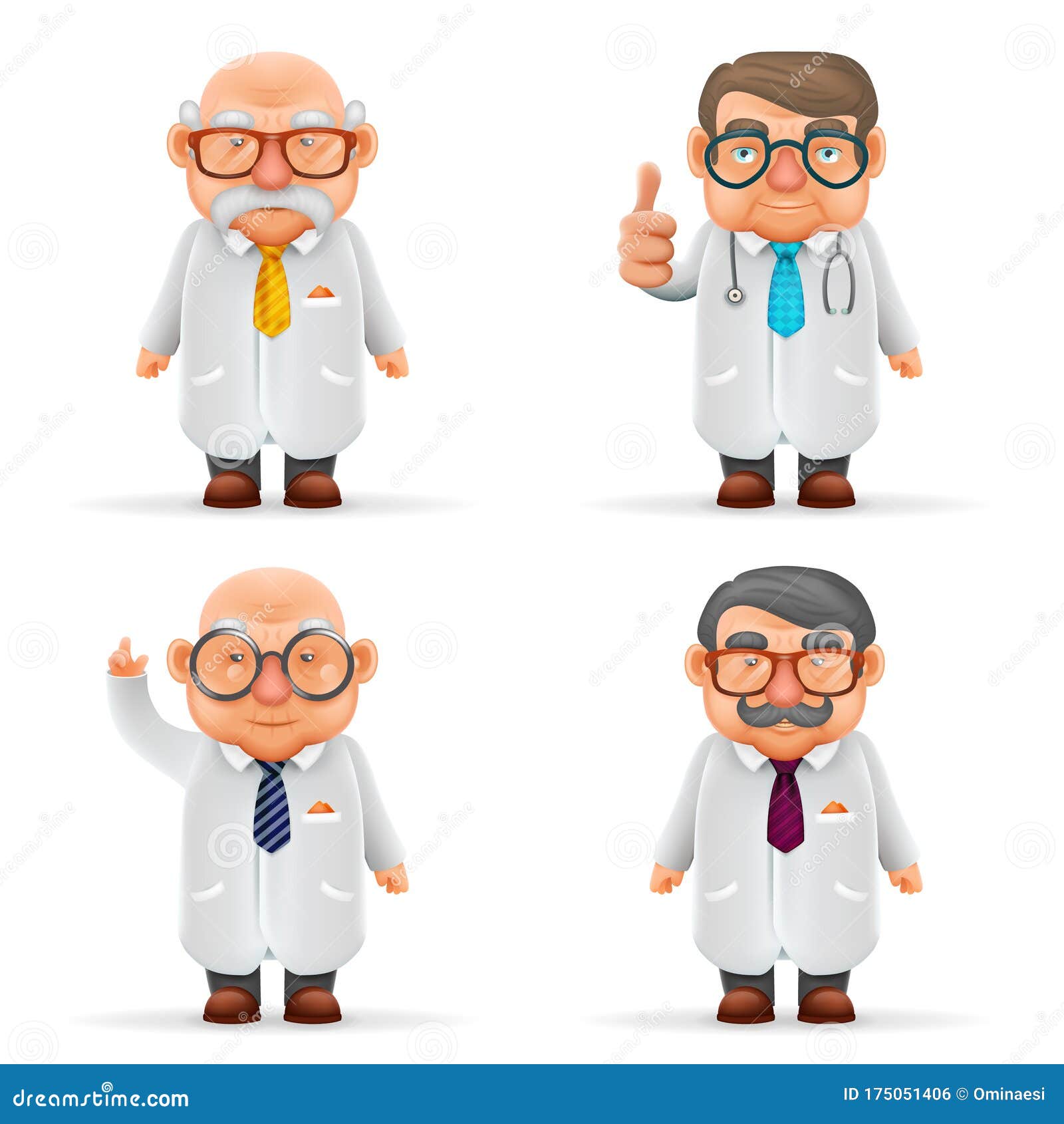 Desenhos Animados Médico Personagem Equipe Conjunto Vetor