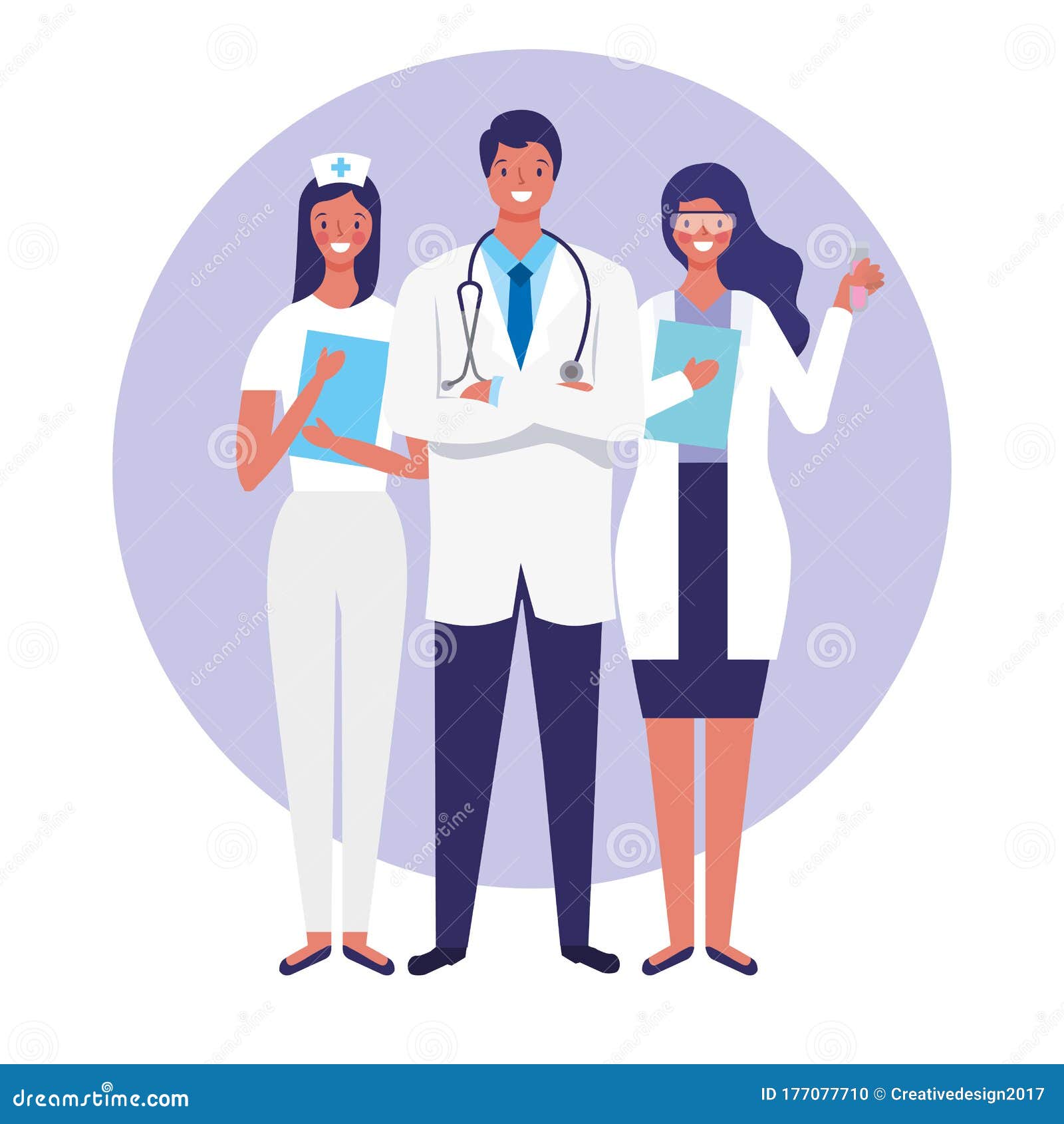 Vector Cartoon ilustração da equipe médica do hospital, médicos e