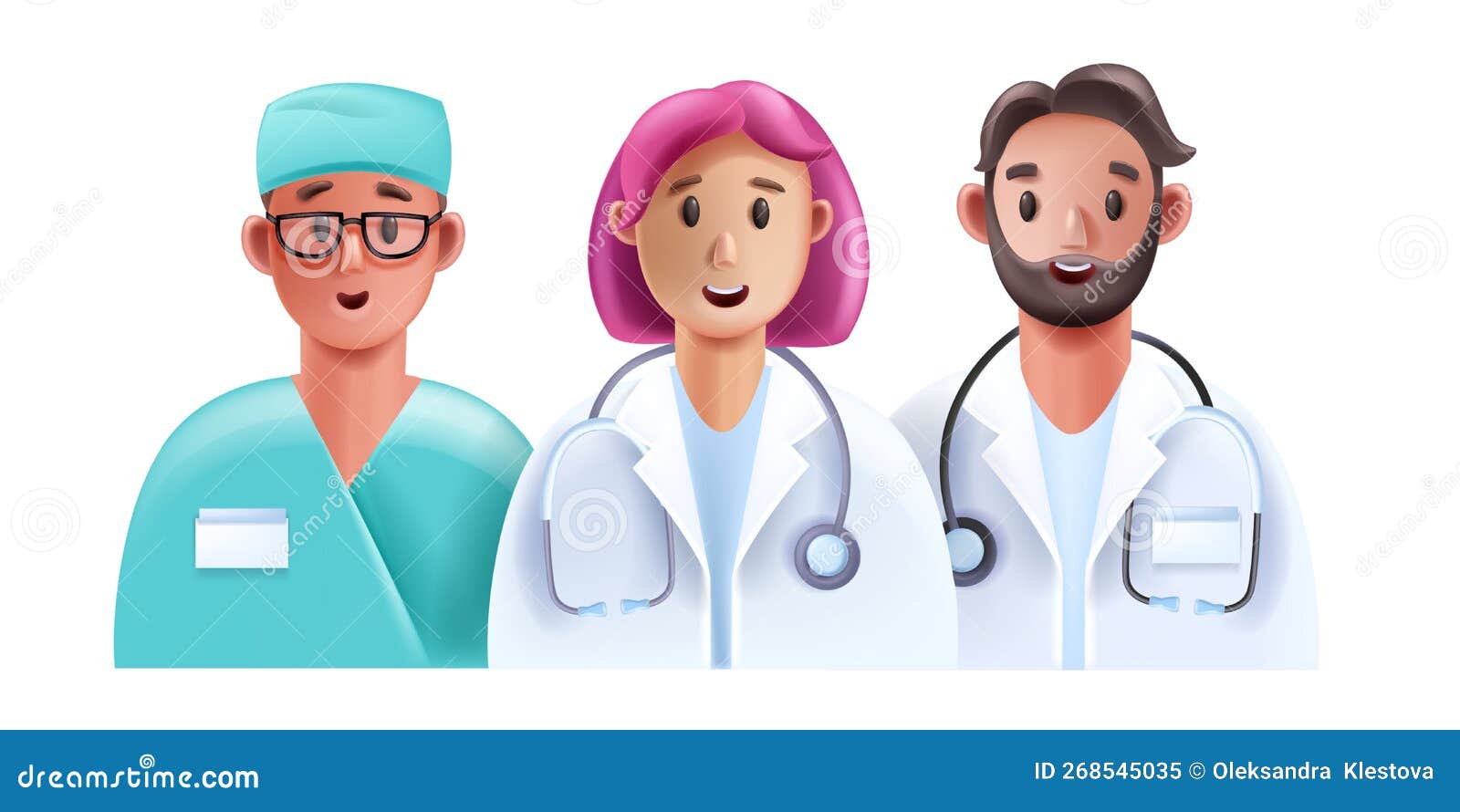 Equipe médica médicos masculinos e femininos personagens de desenhos  animados vector