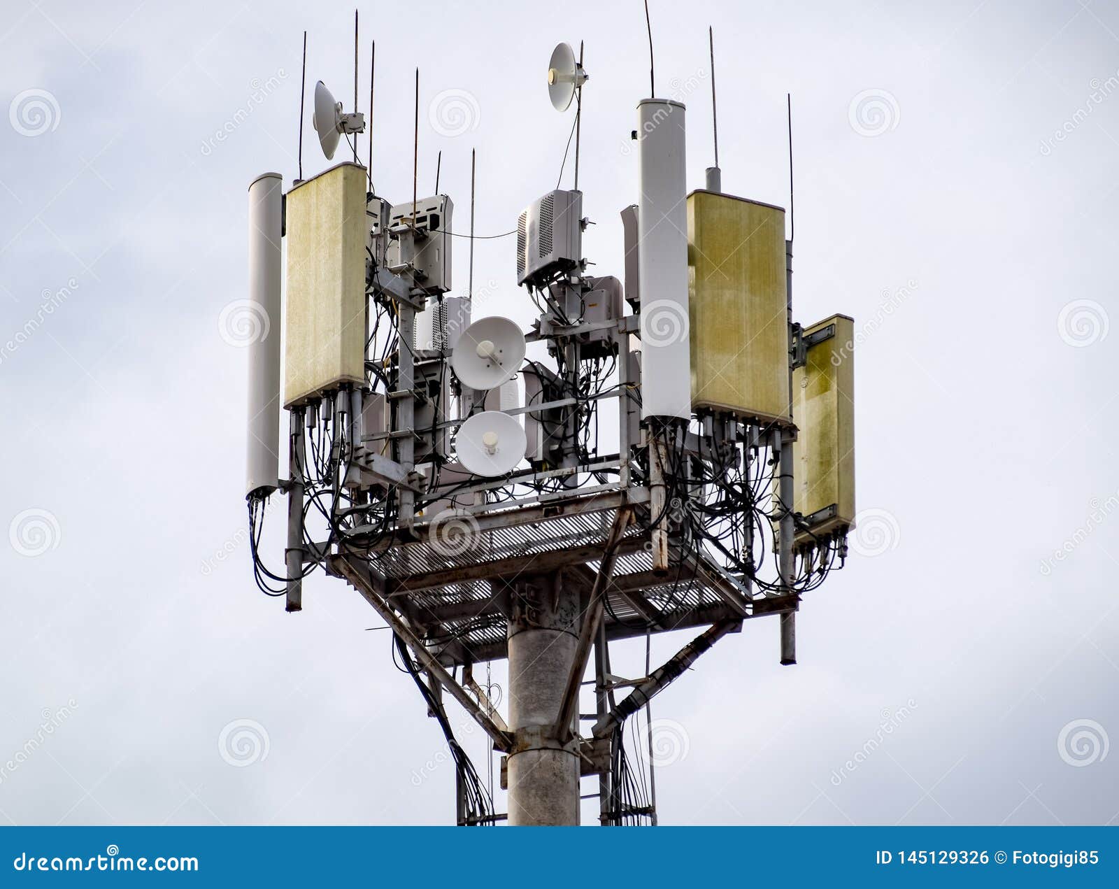 Equipment on Cell Phone Towers Stock Photo Image of perspective