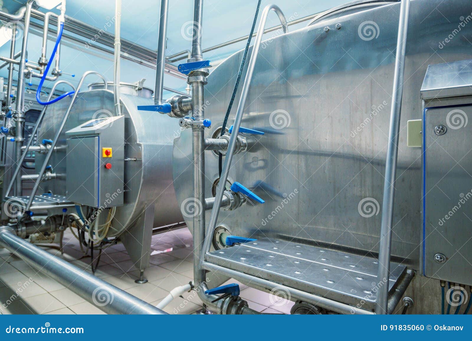Equipment at dairy plant stock photo. Image of factory 91835060