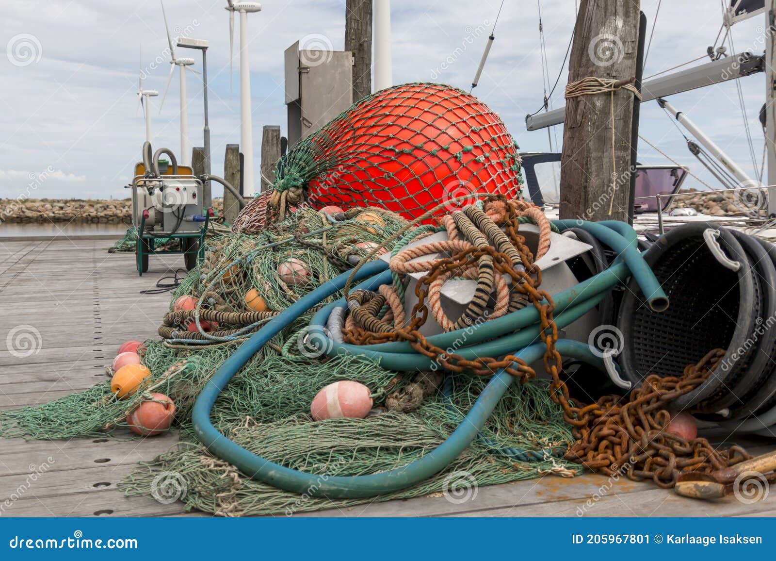 Equipment for a Fishing Cutter, Equipment for Fishing from a Fishing Boat,  Fishing Nets and Fishing Equipment are on Land Ready To Stock Image - Image  of industry, boats: 205967801