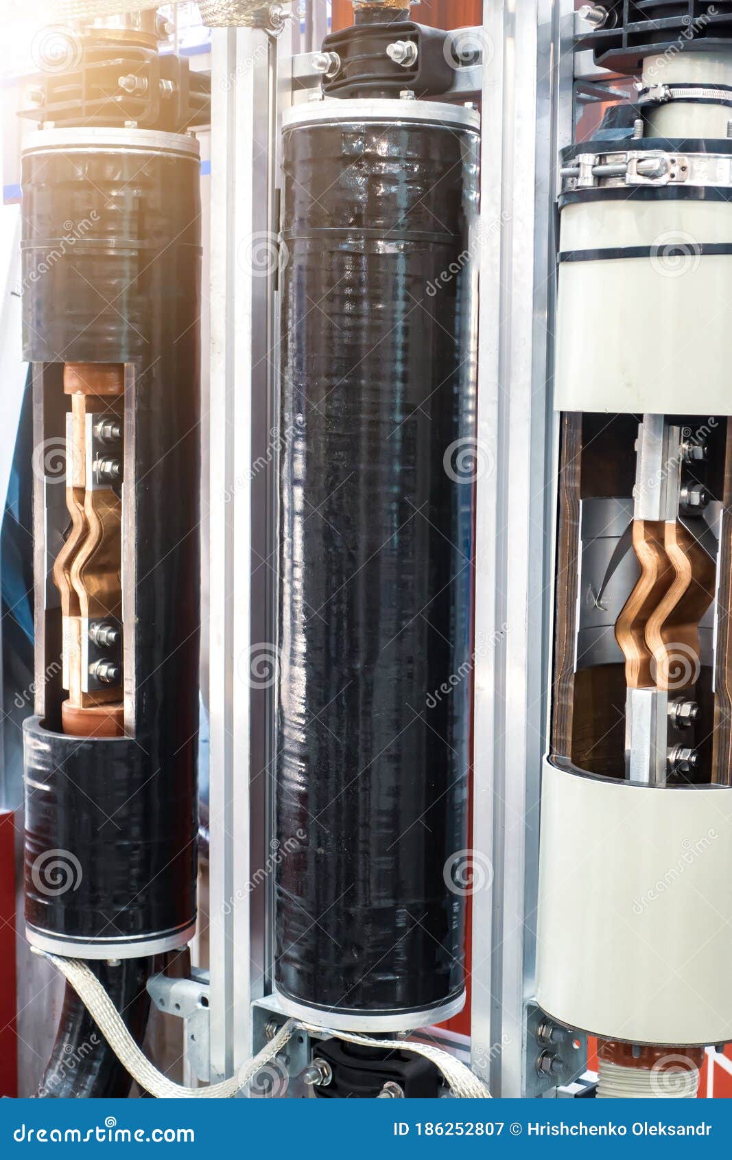 Equipment for High Voltage Power Lines. Copper Plates Inside the