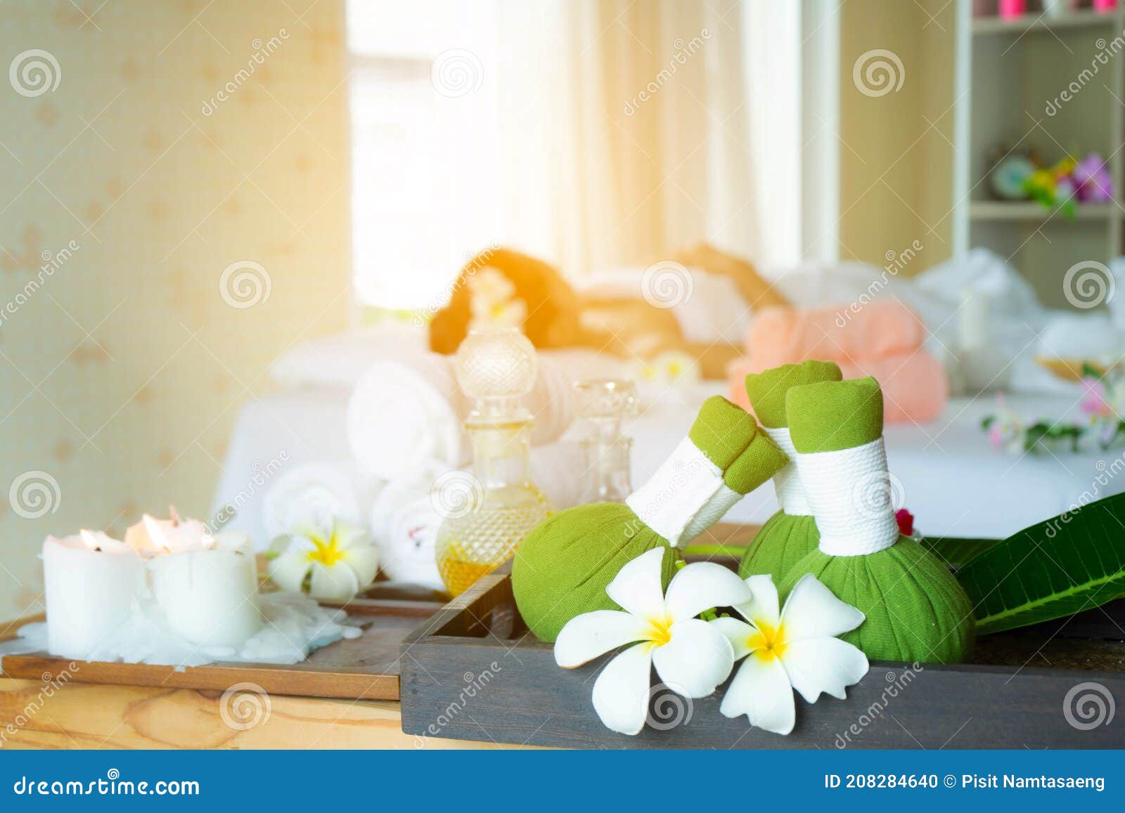 Equipment for Massage Treatment Spa Concept Stock Photo Image of lady, flower 208284640