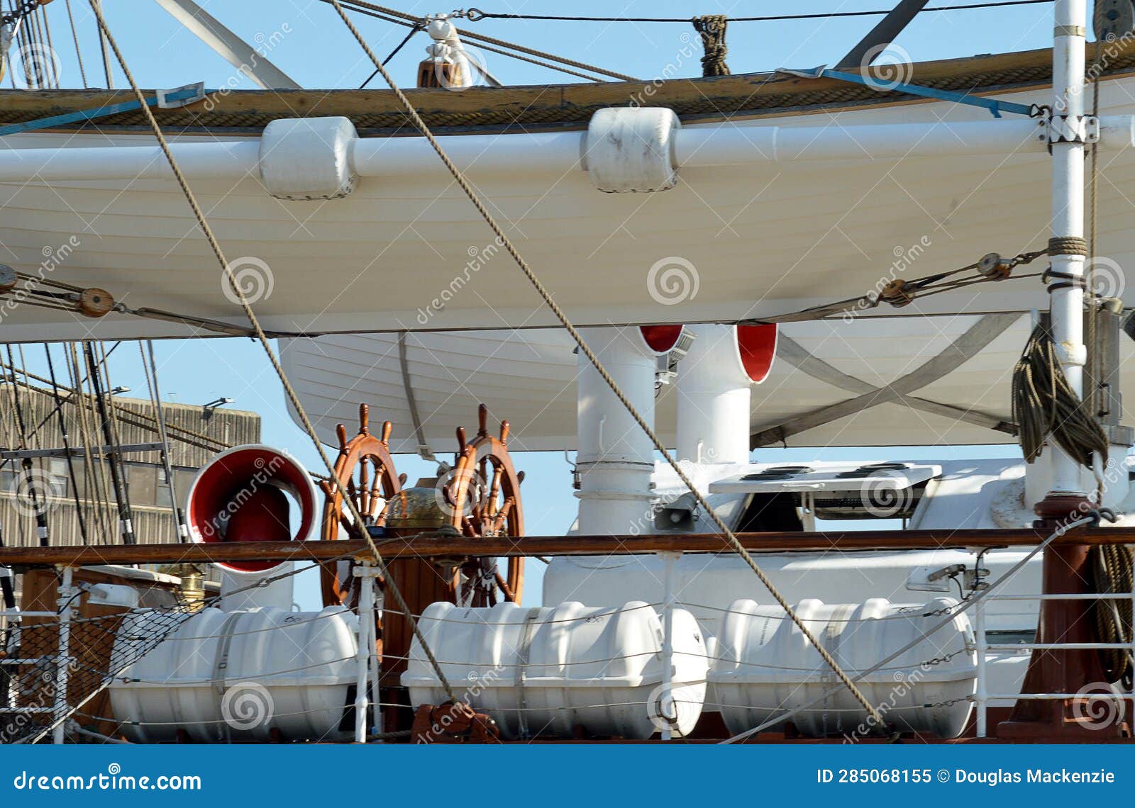 Equipment on a Modernised Early 20th Century Sailing Ship Stock Image