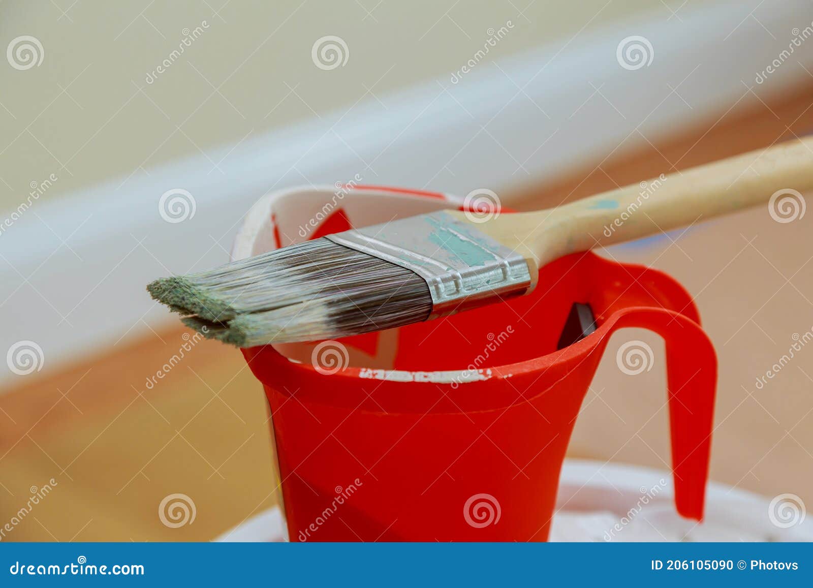 Equipment Set of Tools on Painting on Walls Brush Stock Photo Image