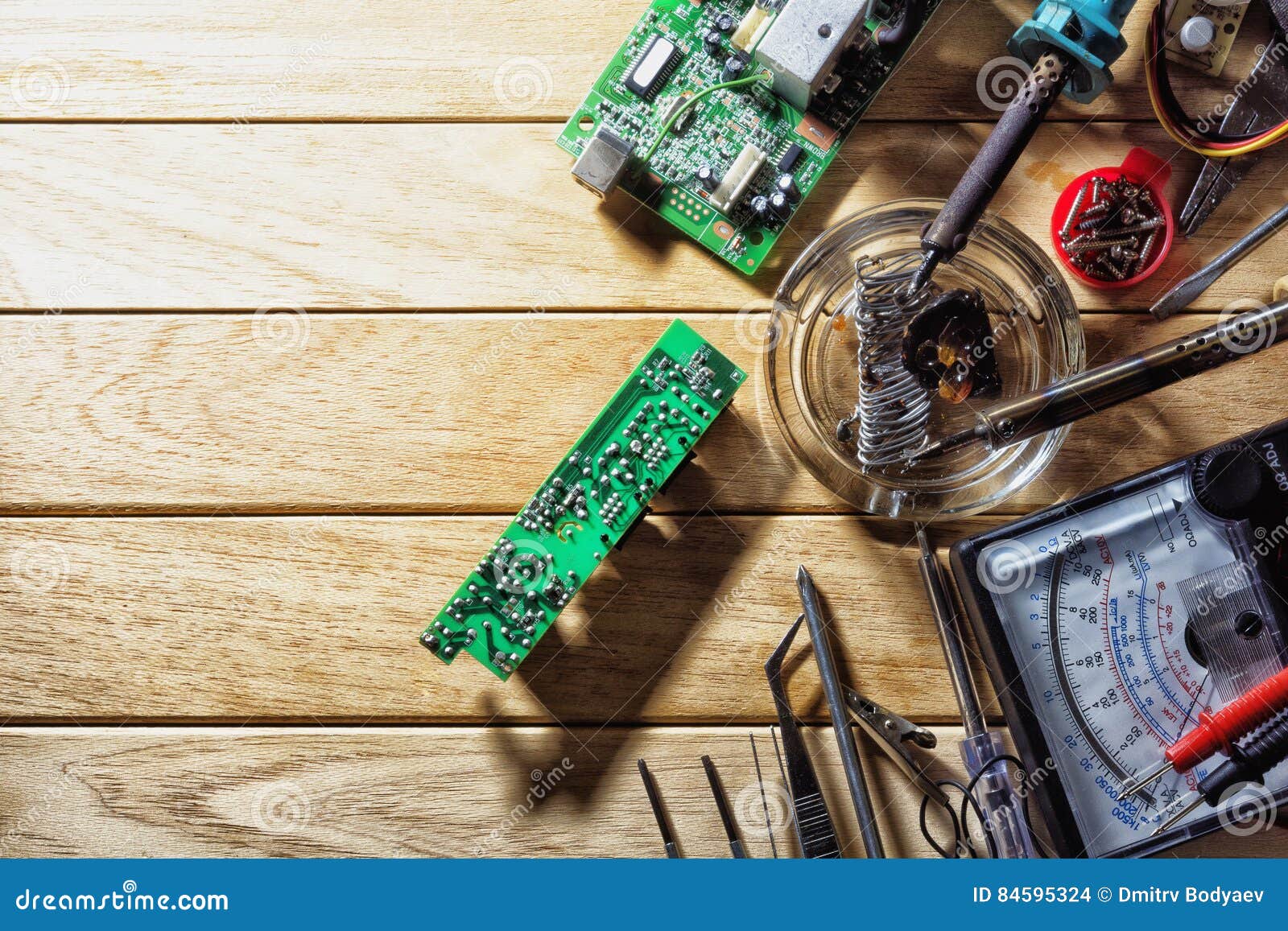 Equipment for Soldering Electronic Circuit Boards. Stock Photo Image